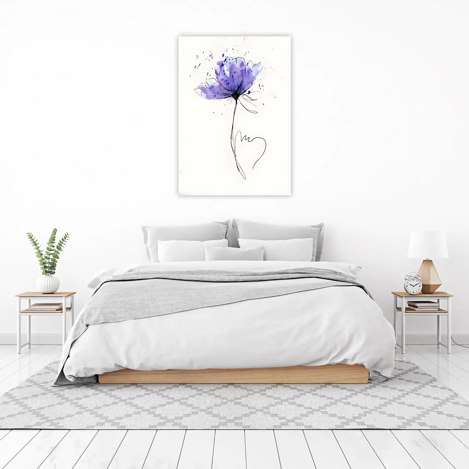 Abstract Purple Floral Line Art Wall Art