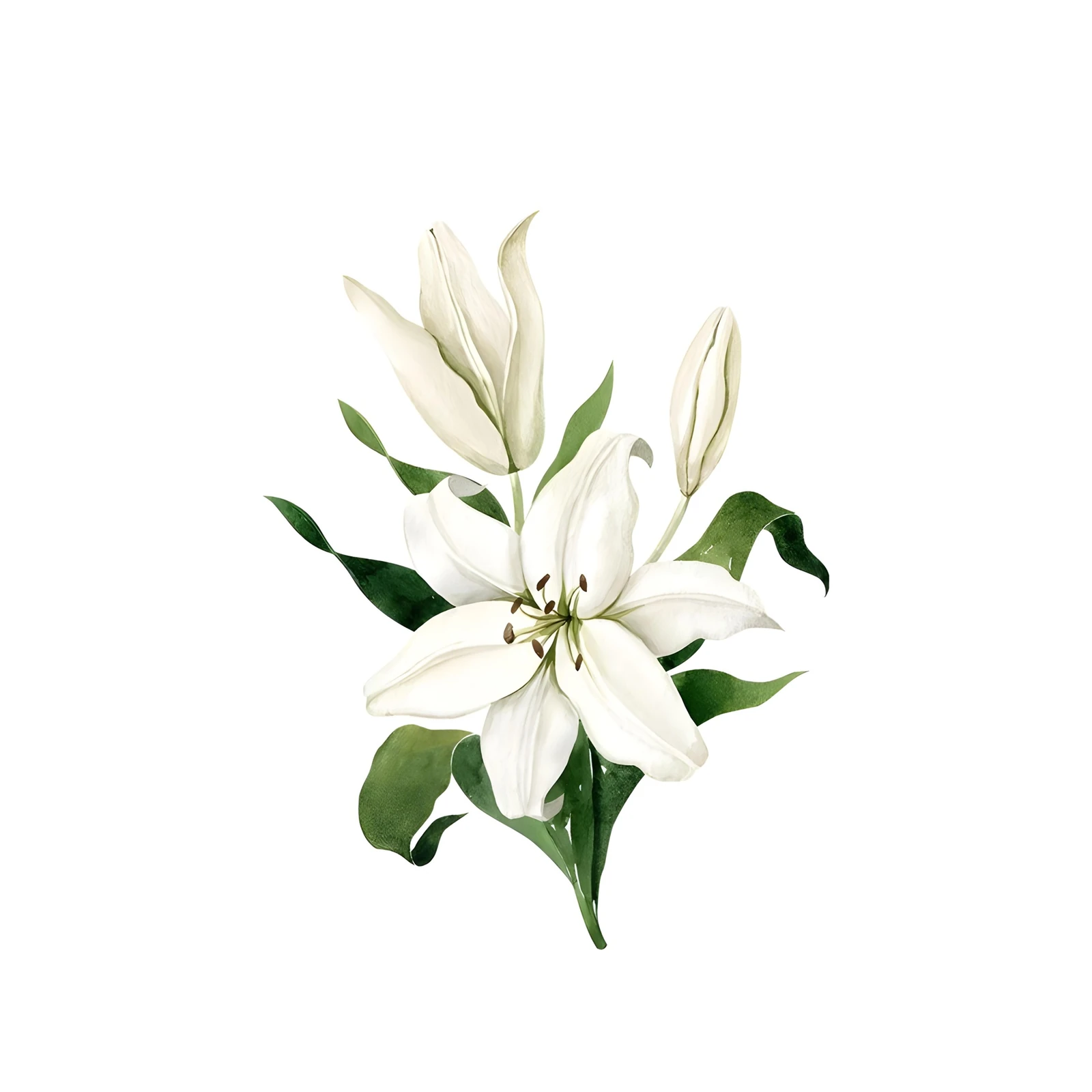 Elegant White Lily Floral Watercolor Wall Art