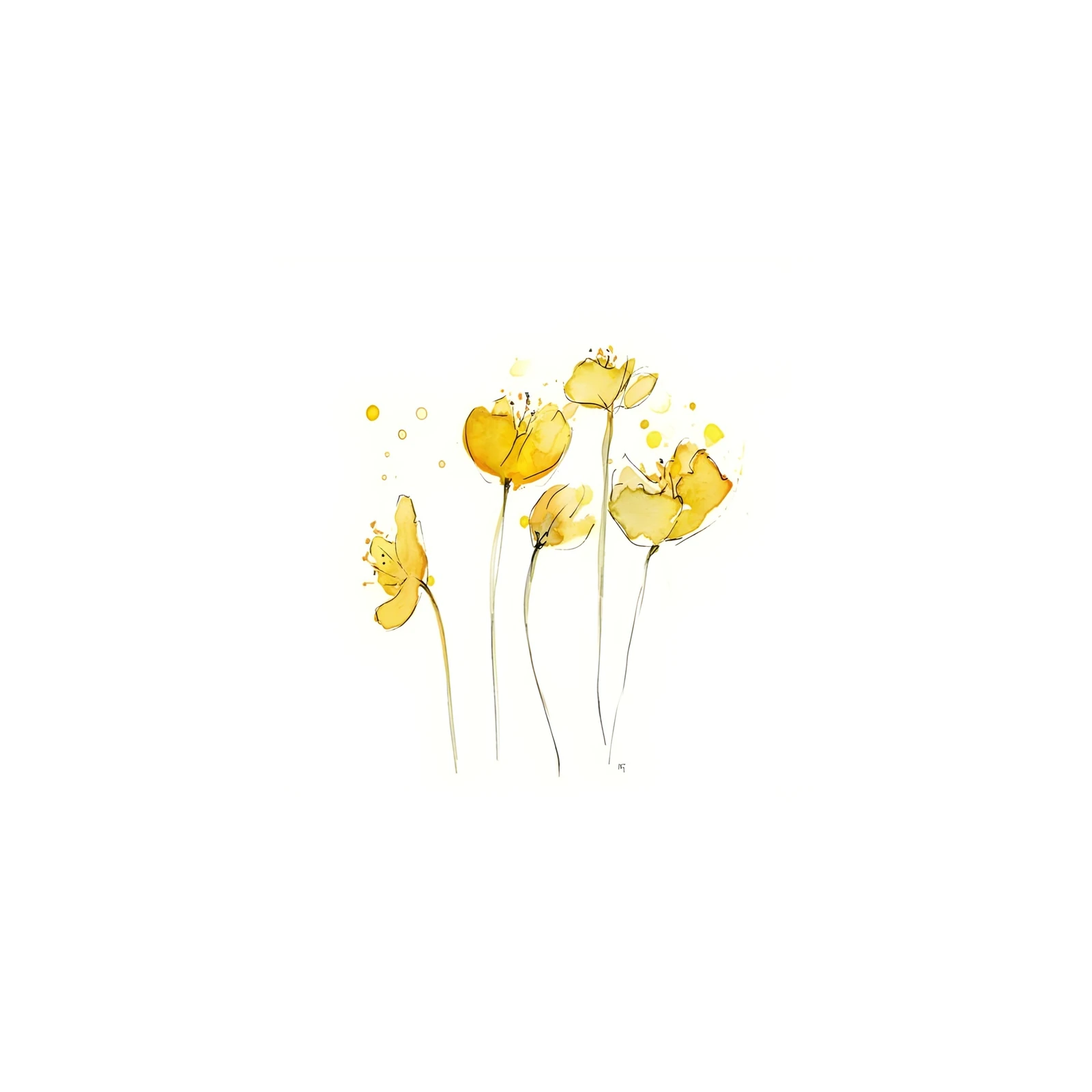Yellow Poppy Watercolor Botanical Wall Art