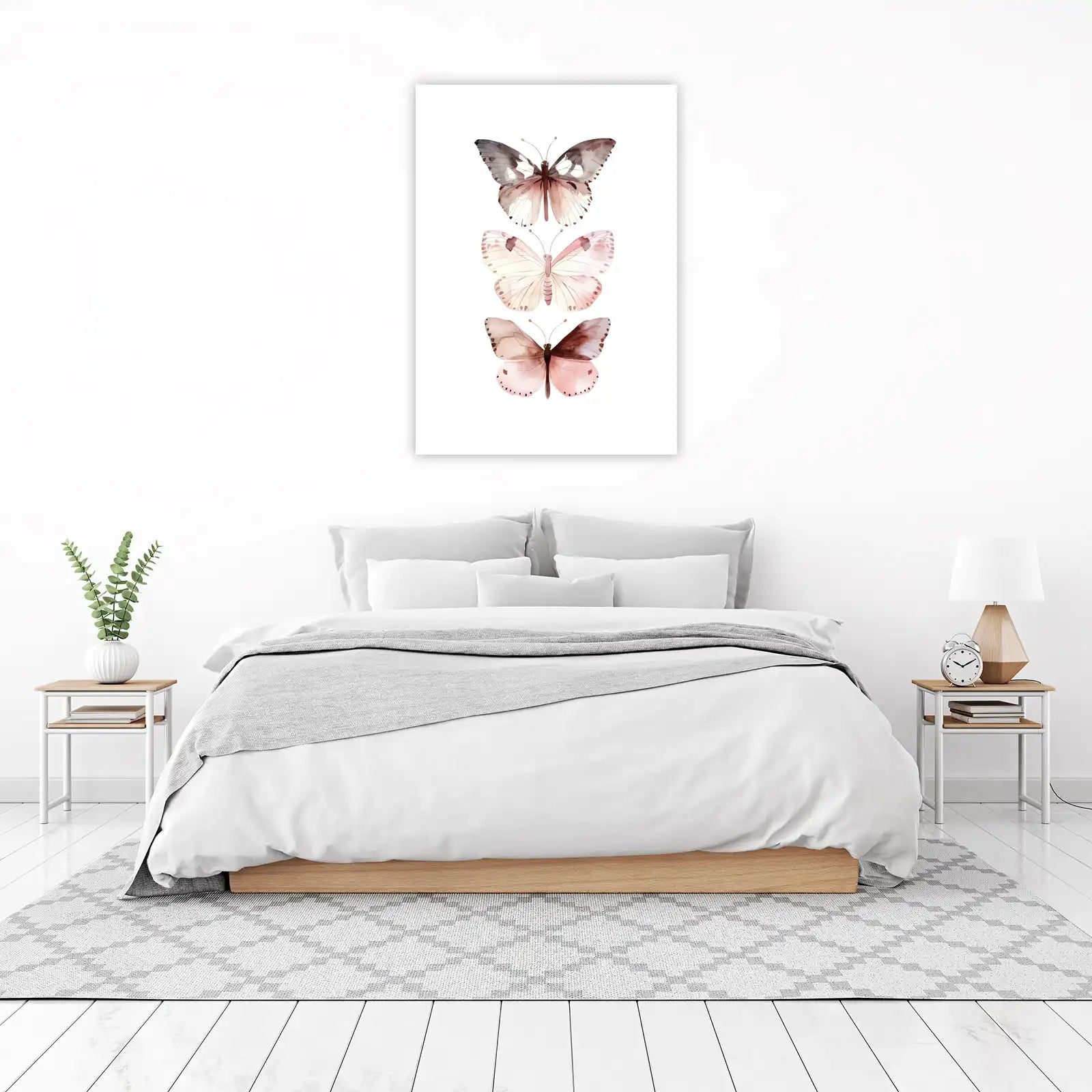 Bohemian Butterfly Trio Watercolor Wall Art