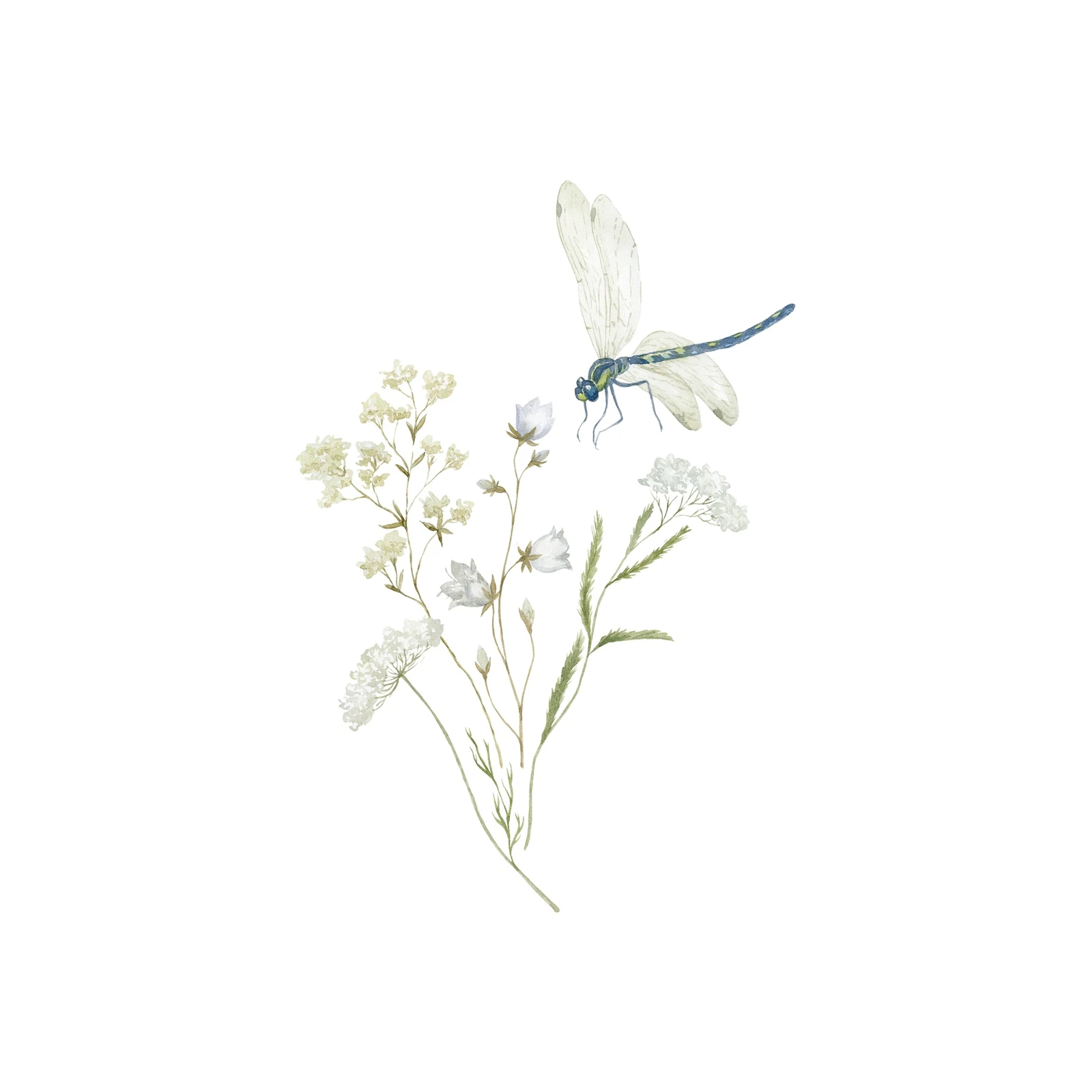 Delicate Dragonfly & Wildflower Meadow Wall Art