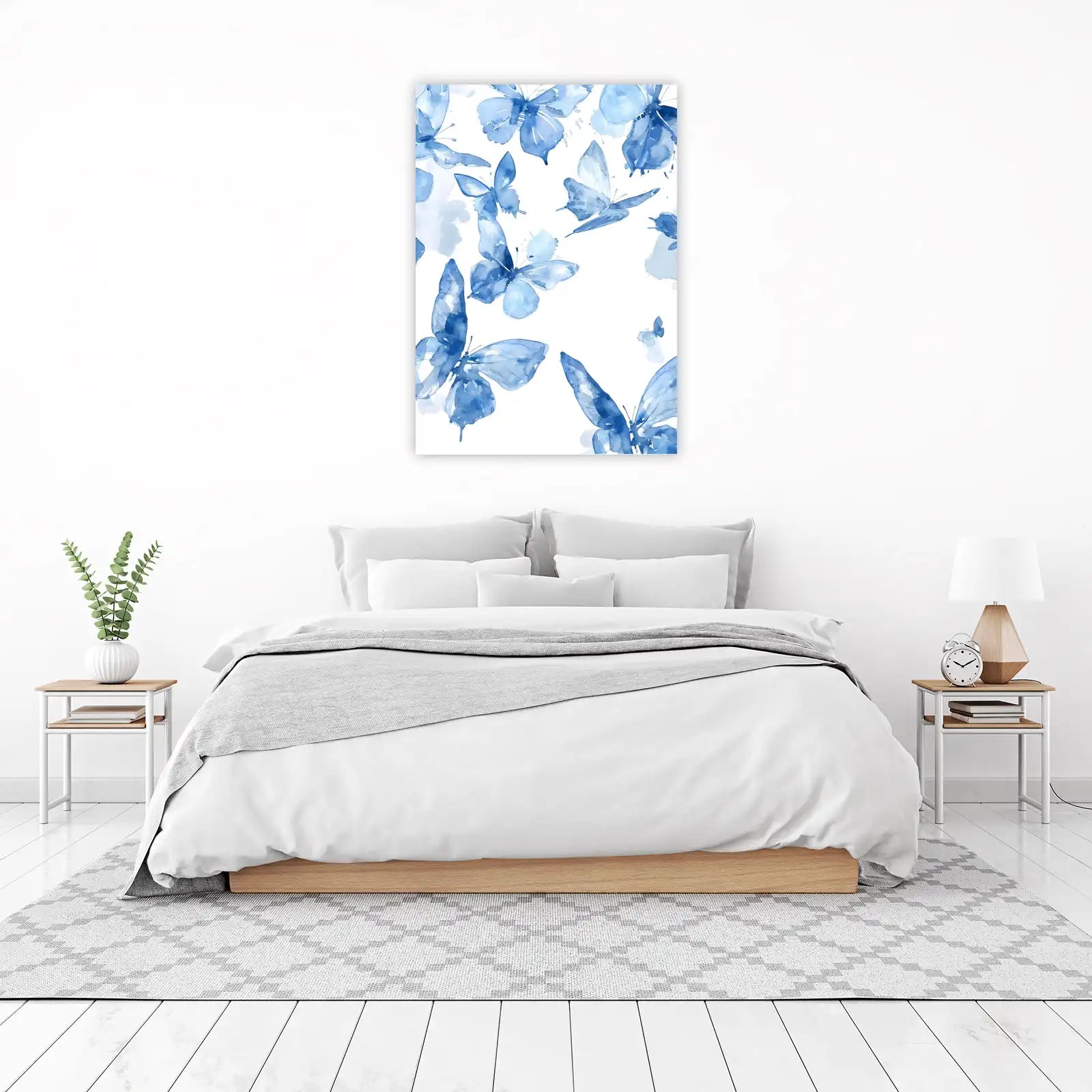 Serene Blue Butterflies Watercolor Wall Art