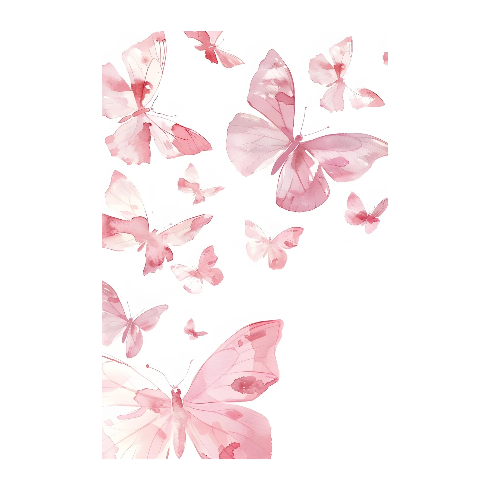 Delicate Pink Butterflies Watercolor Wall Art
