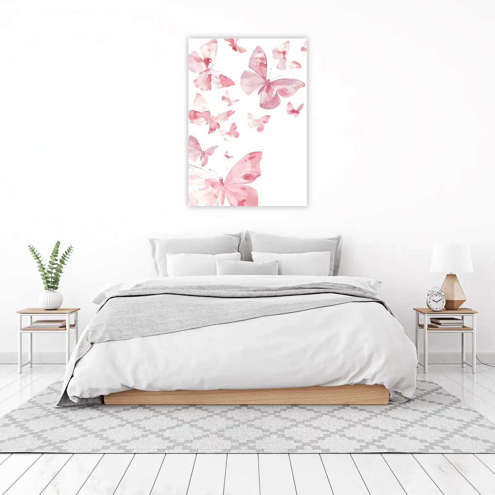 Delicate Pink Butterflies Watercolor Wall Art