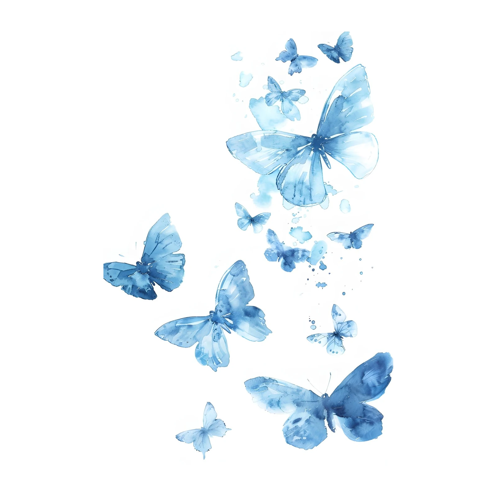 Serene Blue Butterfly Watercolor Wall Art