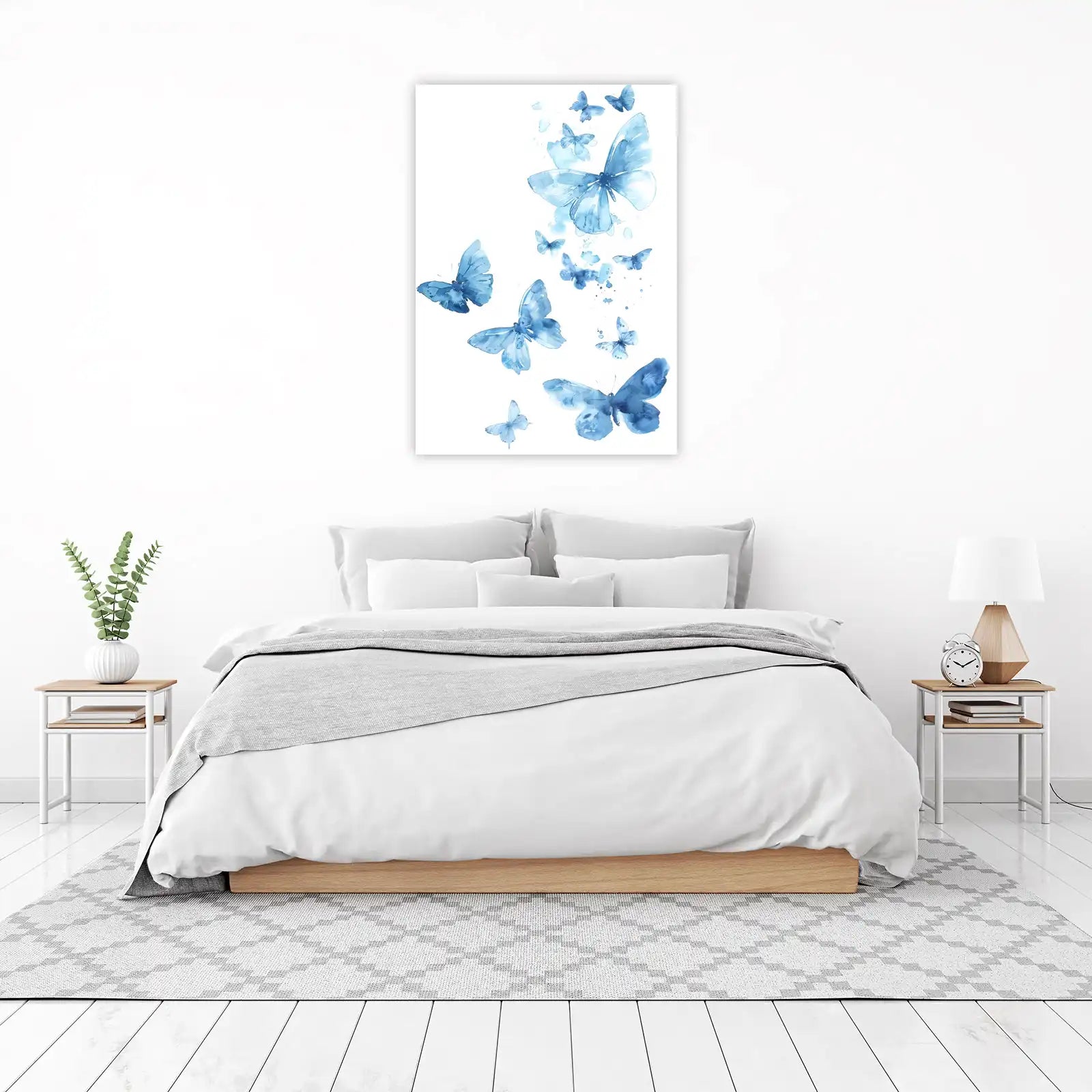Serene Blue Butterfly Watercolor Wall Art