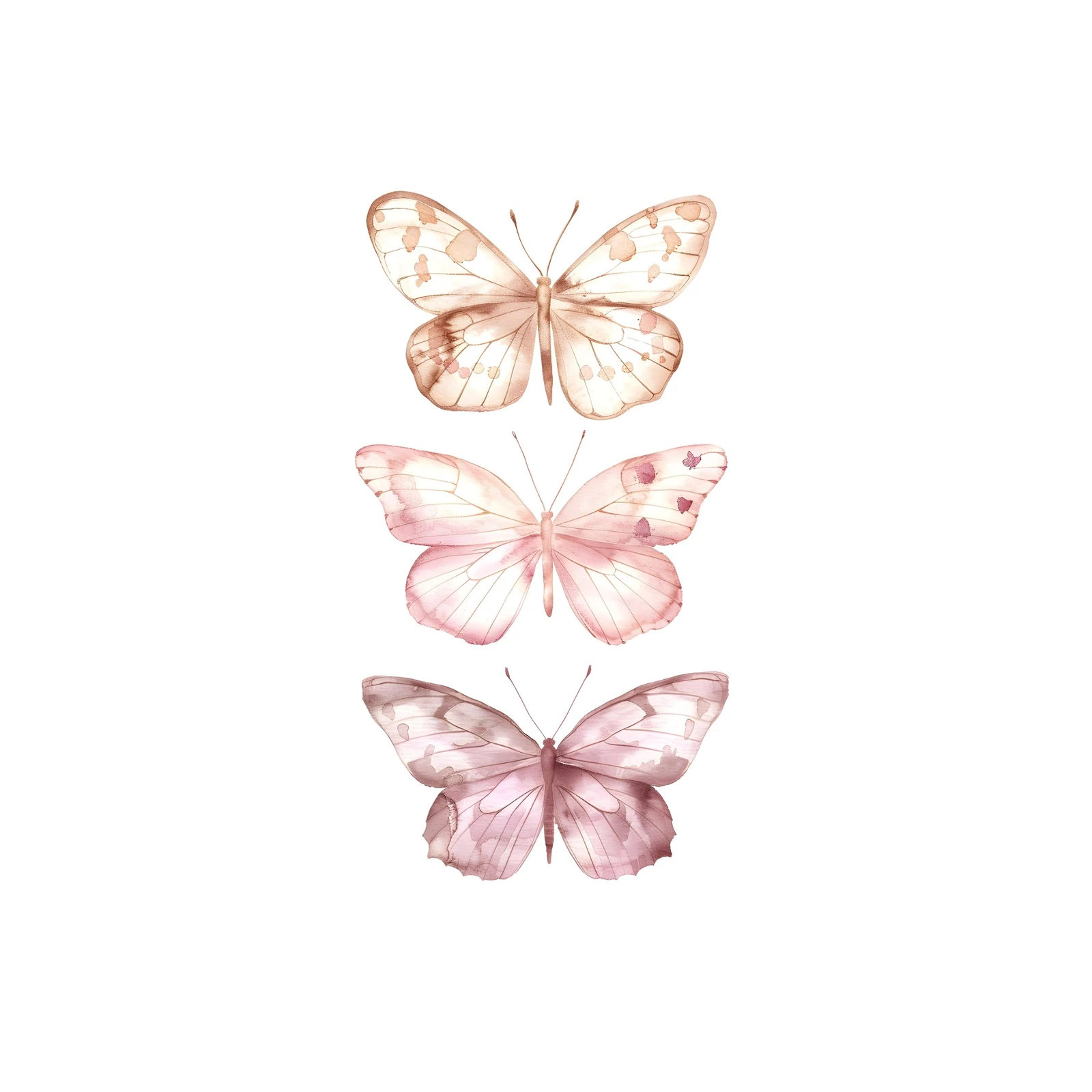 Delicate Butterfly Trio Watercolor Wall Art