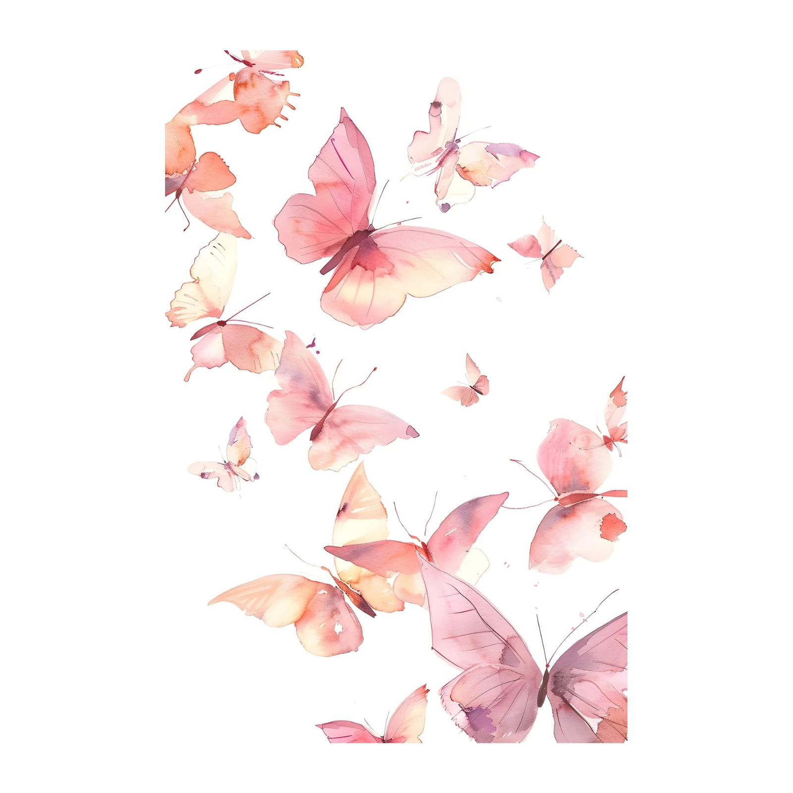 Ethereal Blush Butterfly Watercolor Wall Art