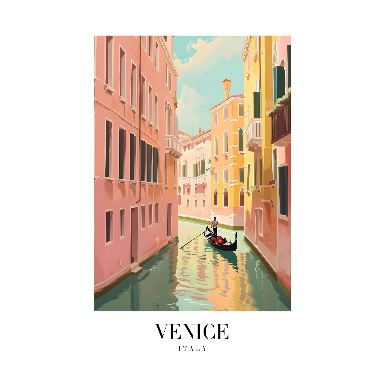 Serene Venice Canal Gondola Ride Wall Art