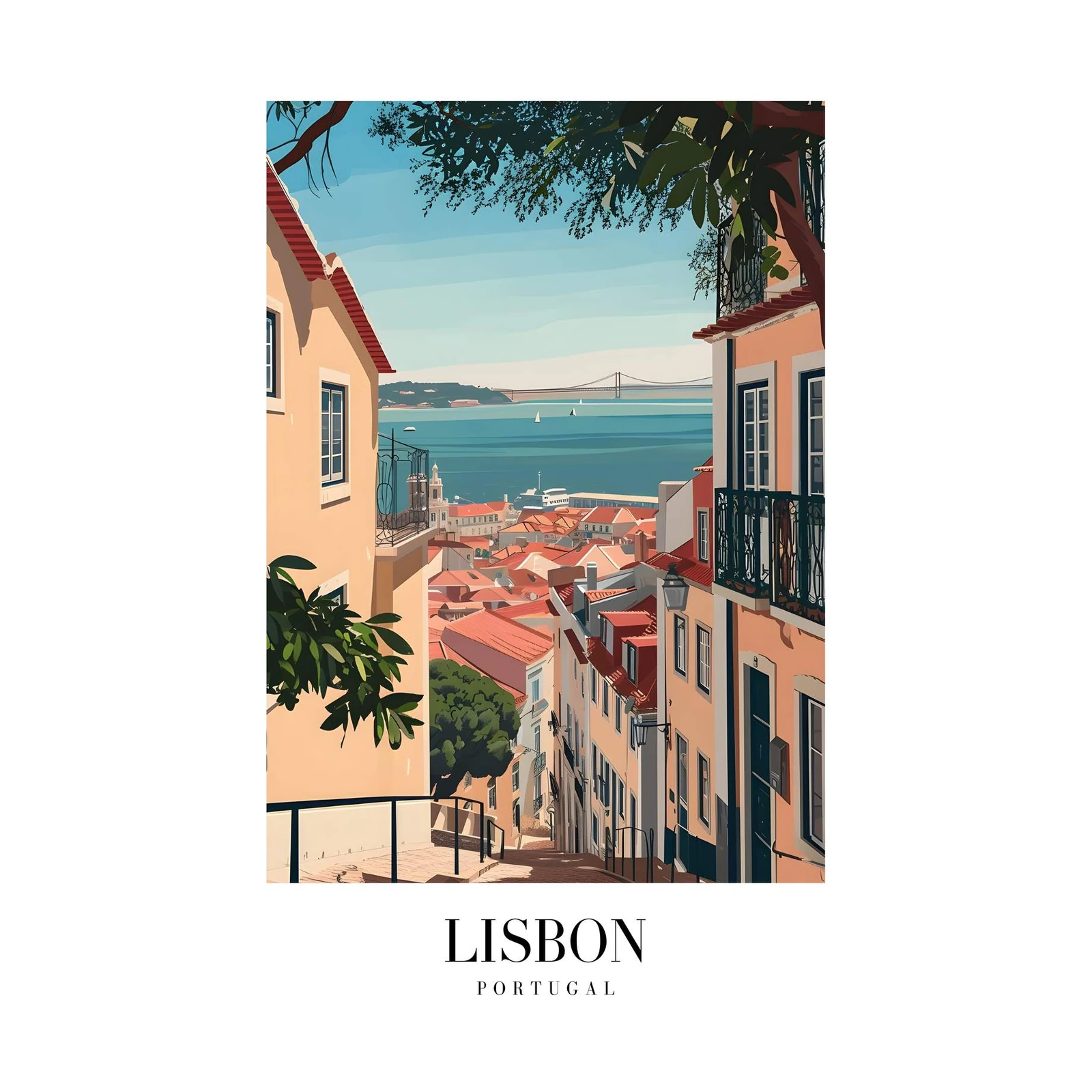 Vibrant Lisbon Street View Wall Art