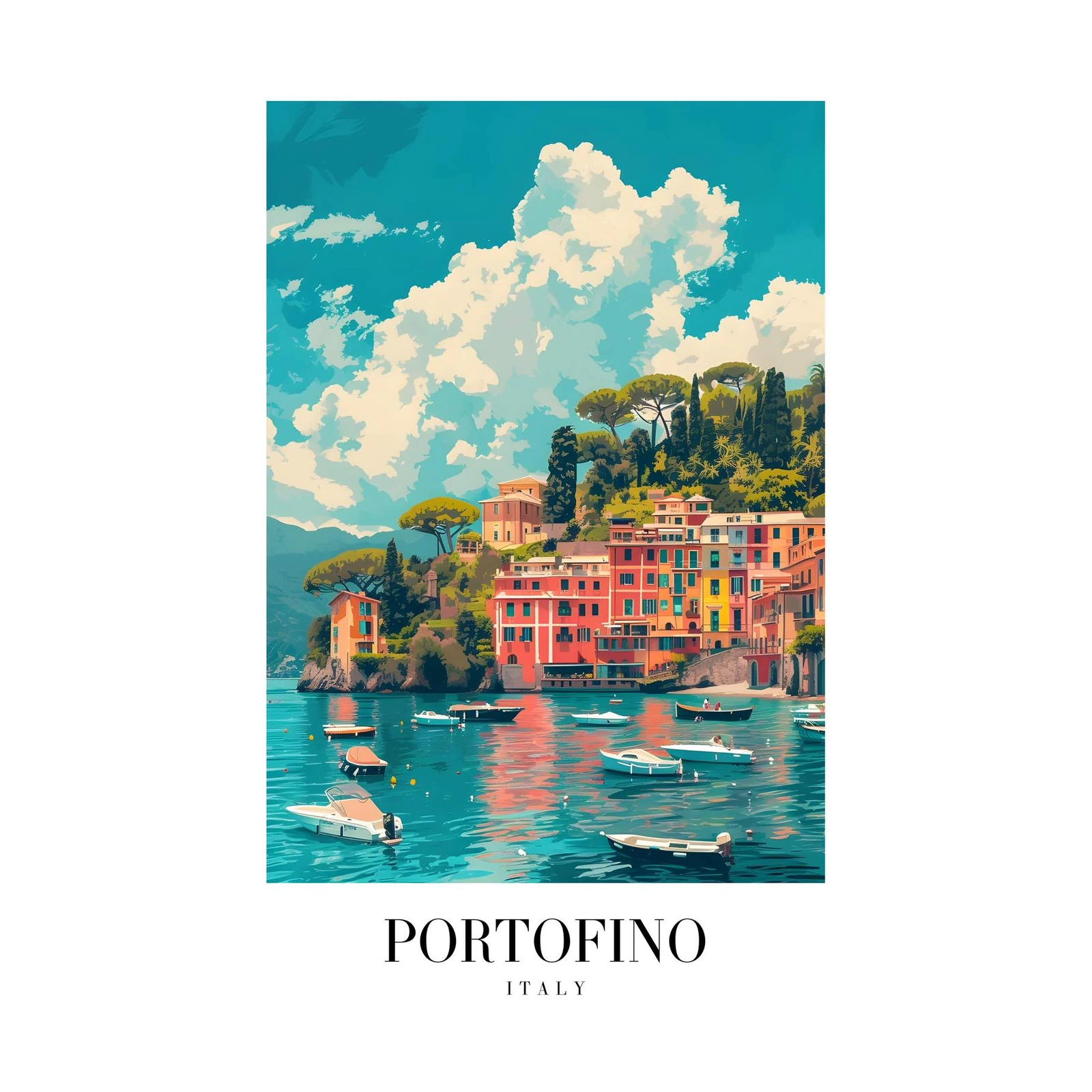 Portofino Harbor Serenity Wall Art