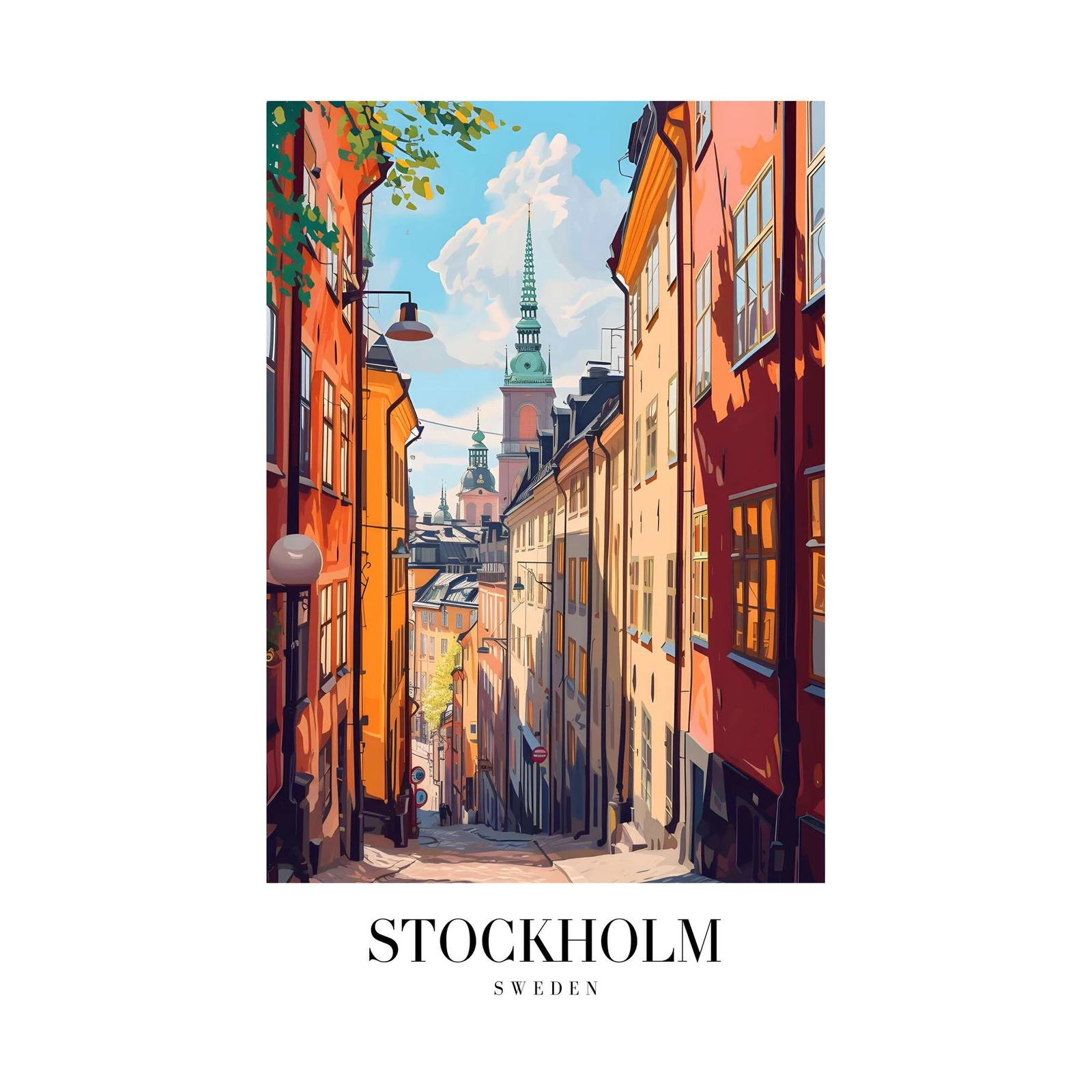 Vibrant Stockholm Alleyway Wall Art