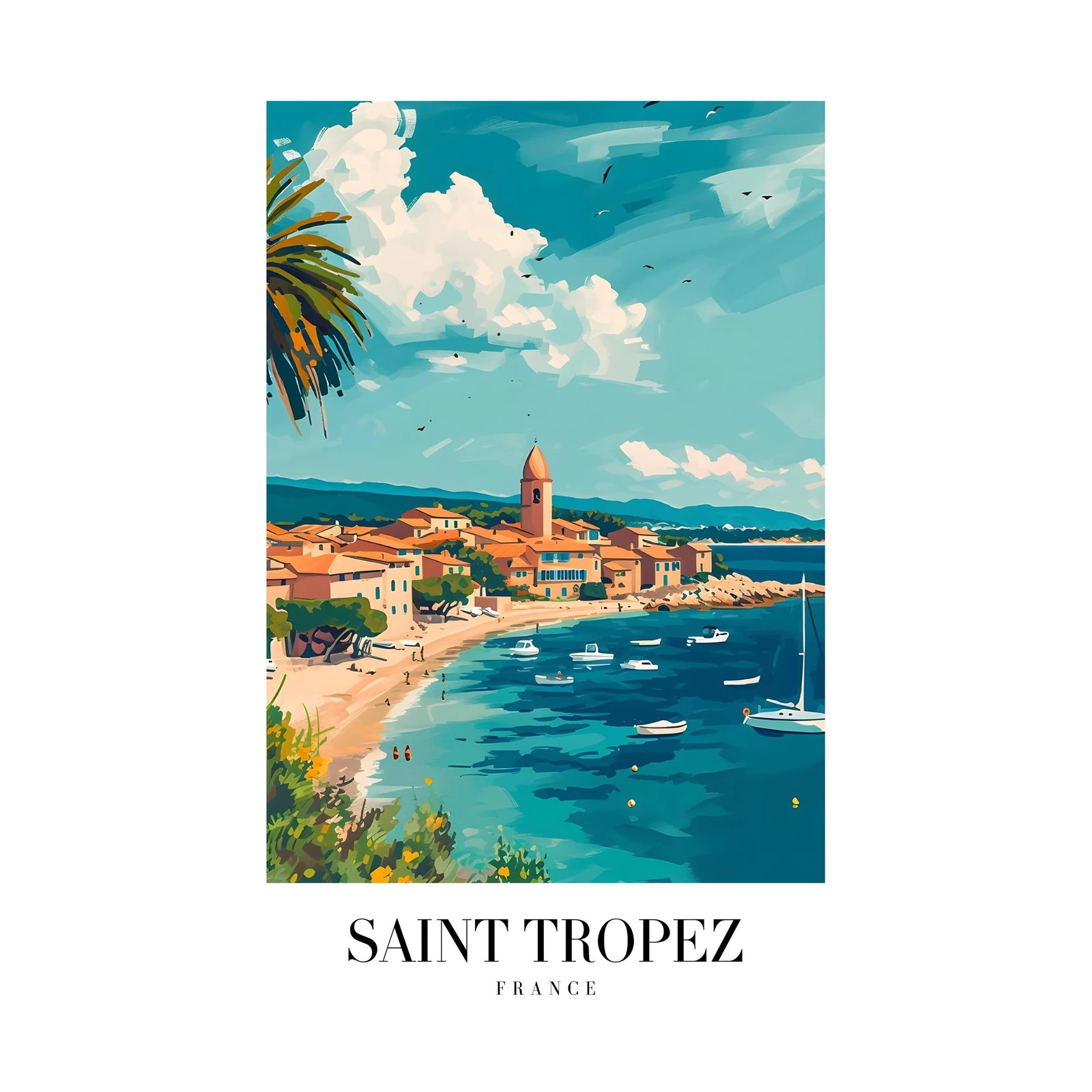 Saint Tropez Beach & Harbor Wall Art