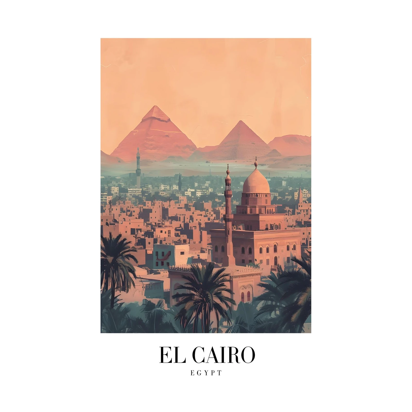 El Cairo Cityscape Pyramids Egypt Wall Art