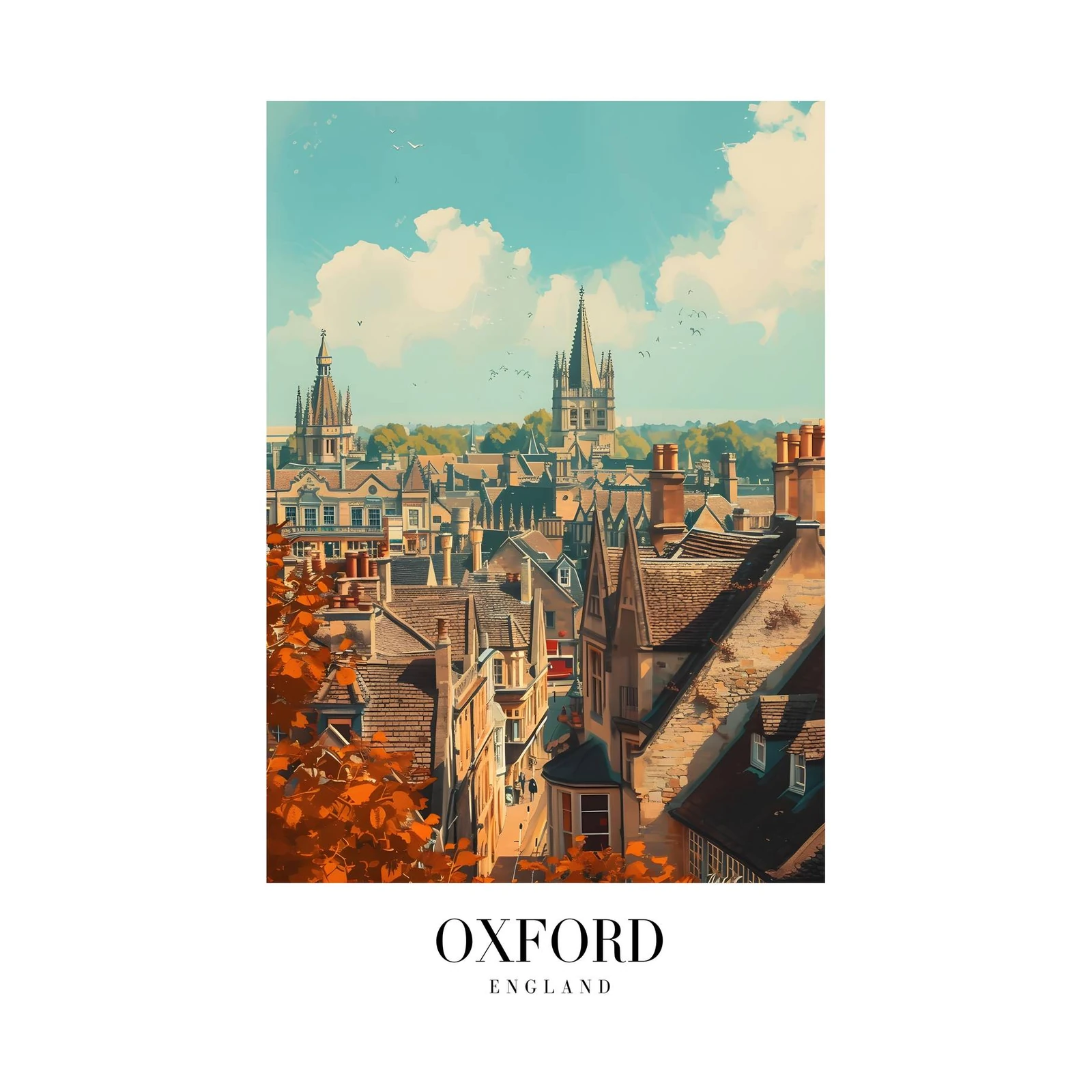 Oxford Cityscape Wall Art | England Travel Art