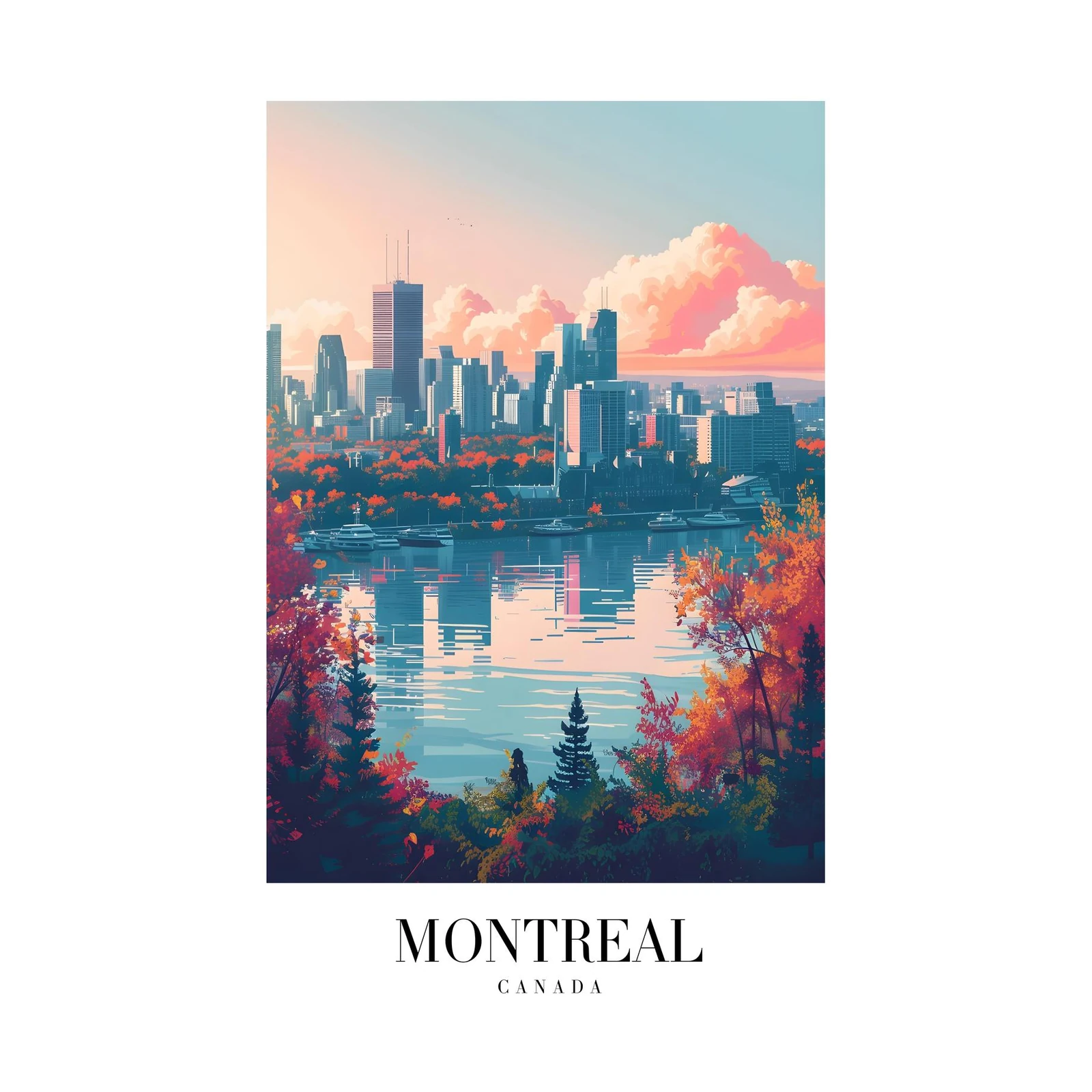 Montreal Skyline Fall Colors Wall Art