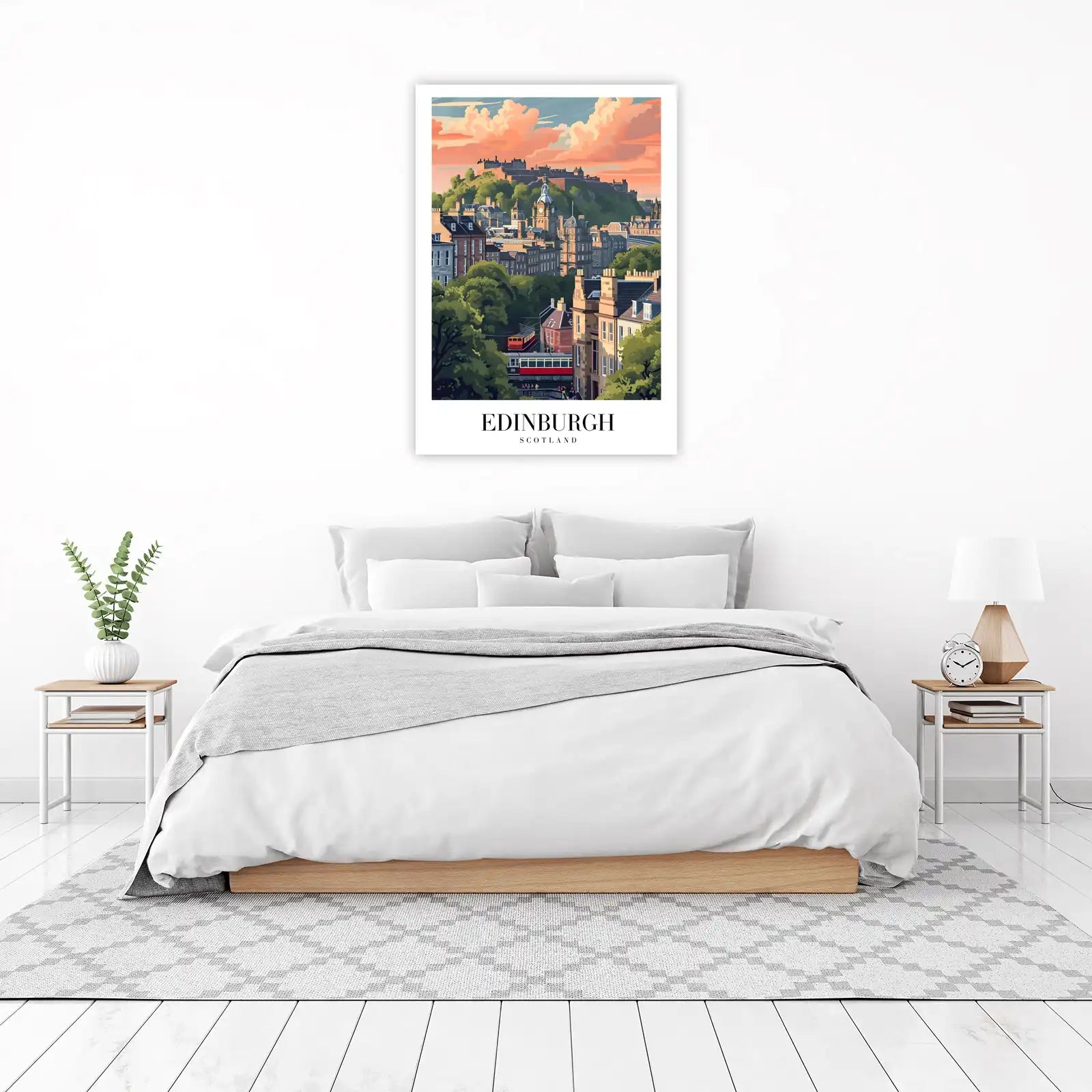 Edinburgh Castle Sunset Train Art Wall Art
