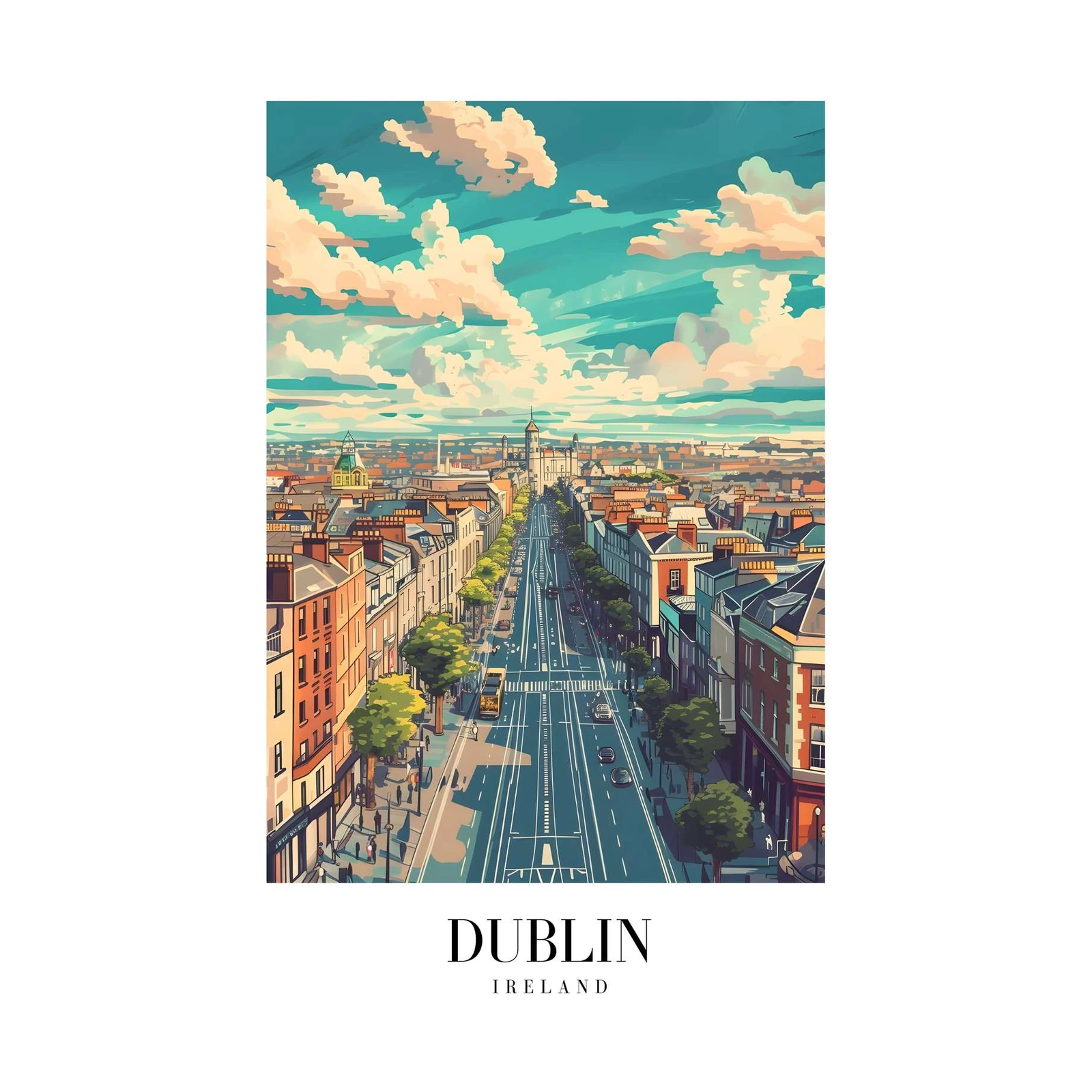 Vibrant Dublin Street Scene Wall Art