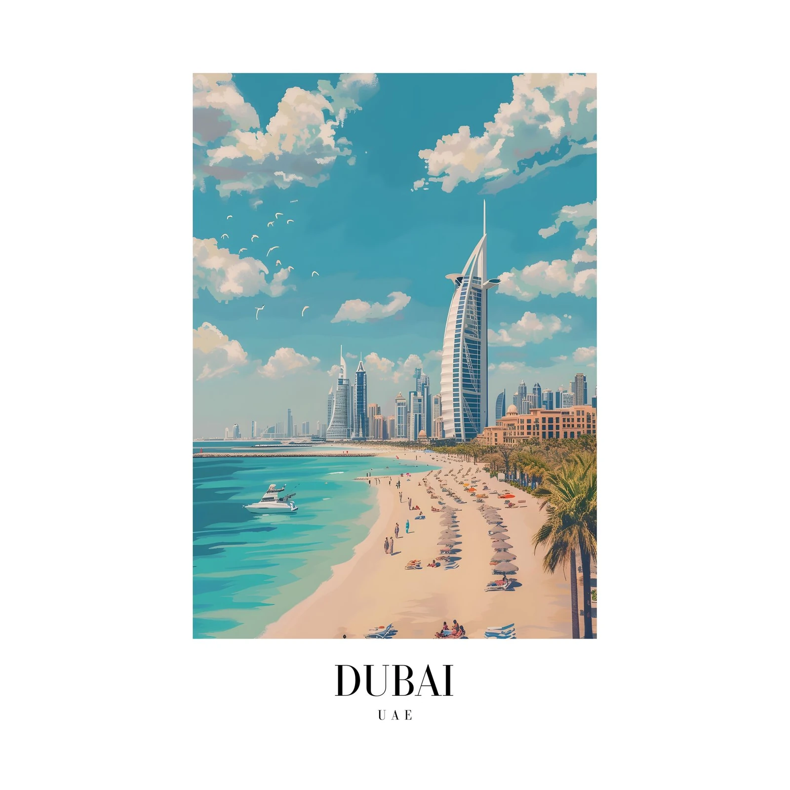 Dubai Beach Skyline Wall Art