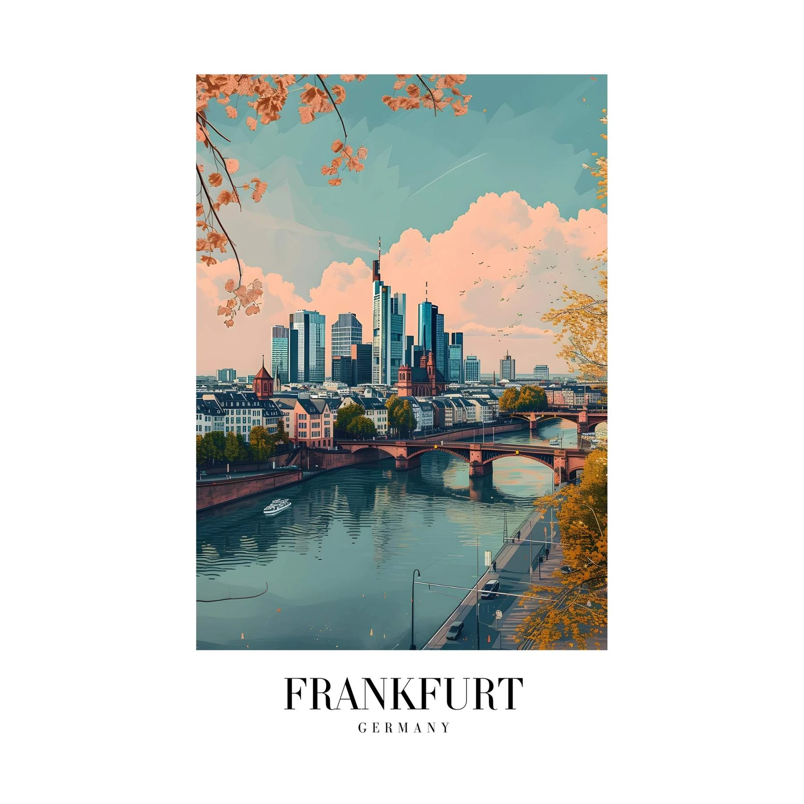 Frankfurt Skyline River View Wall Art