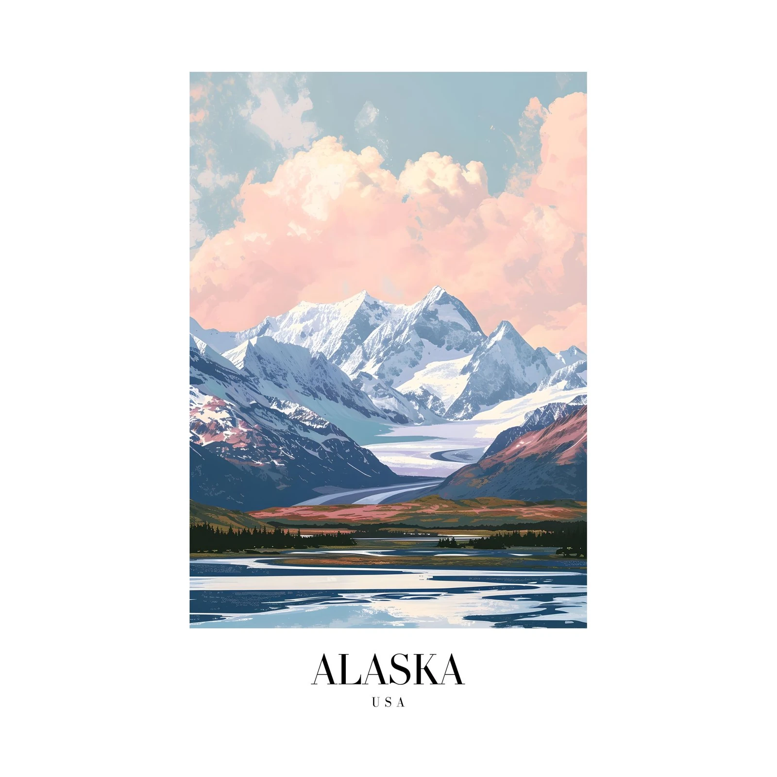 Majestic Alaska Mountains & Glacier Wall Art