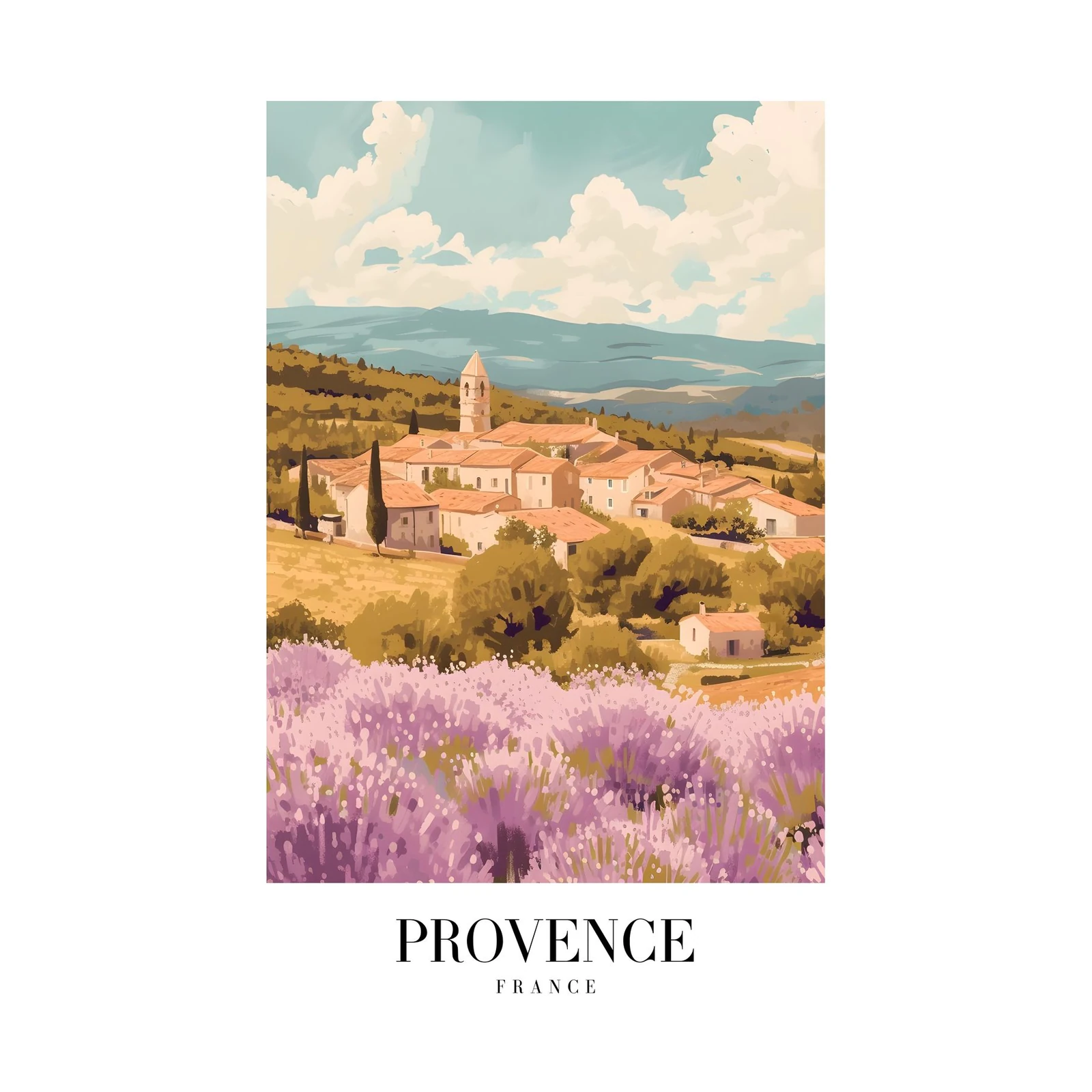 Provence Lavender Field Village Wall Art