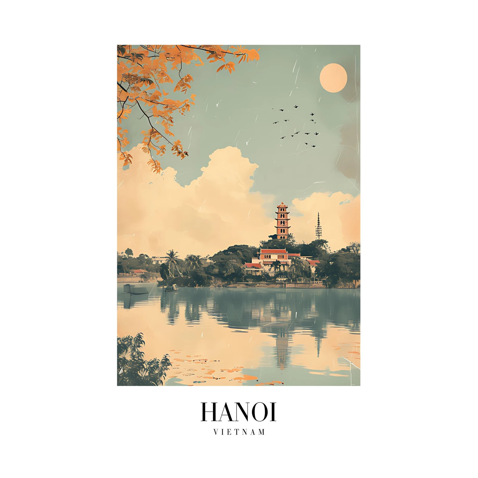 Hanoi Pagoda Serenity Wall Art