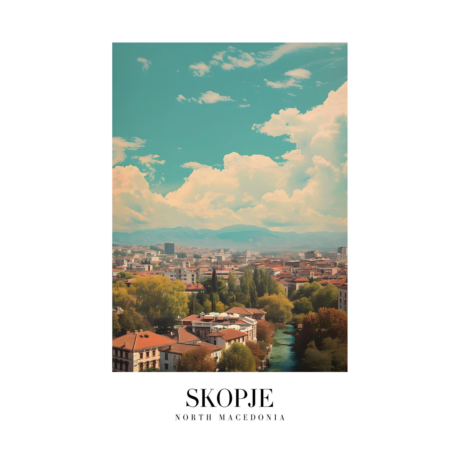 Skopje Cityscape Wall Art - Travel Art