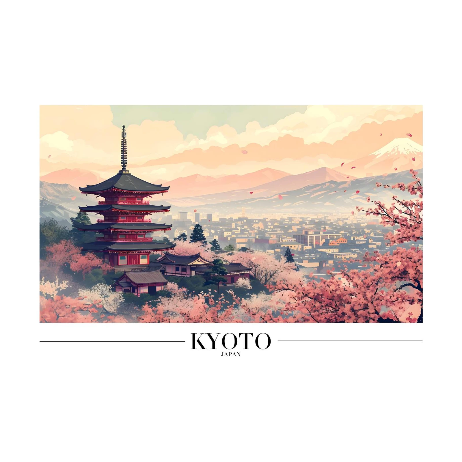 Kyoto Cherry Blossom Pagoda Wall Art