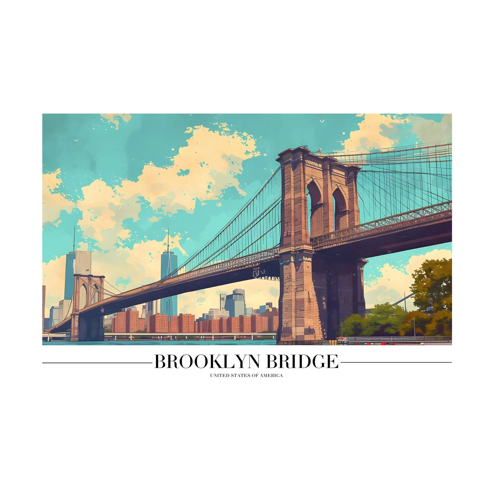 Iconic Brooklyn Bridge Skyline Wall Art