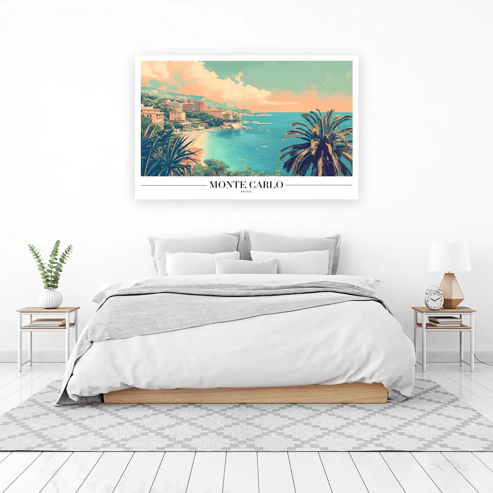 Monte Carlo Beach View Tropical Palm Wall Art