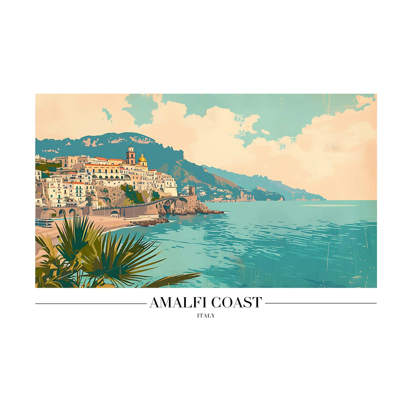 Amalfi Coast Vintage Travel Art Wall Art