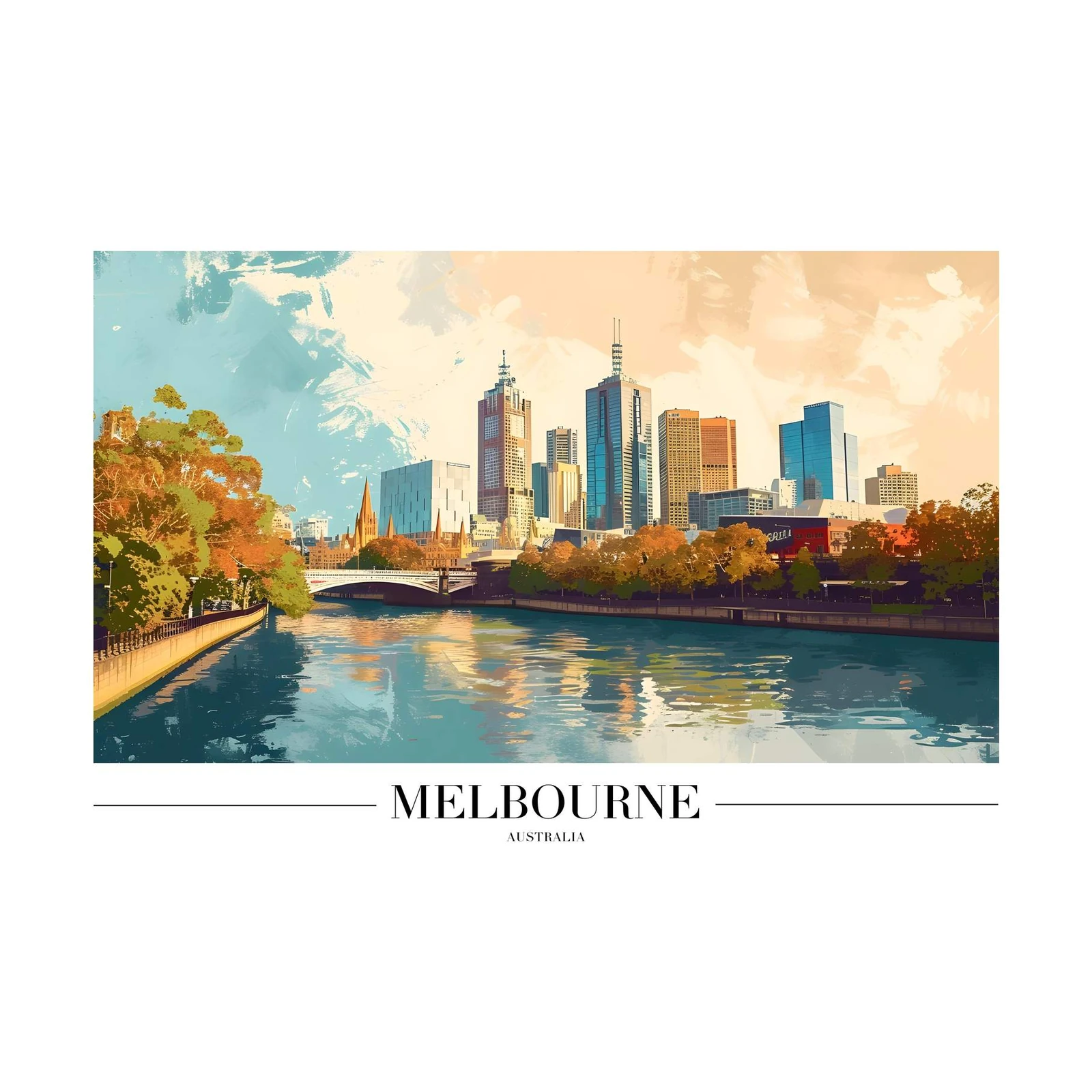 Vibrant Melbourne Skyline Wall Art