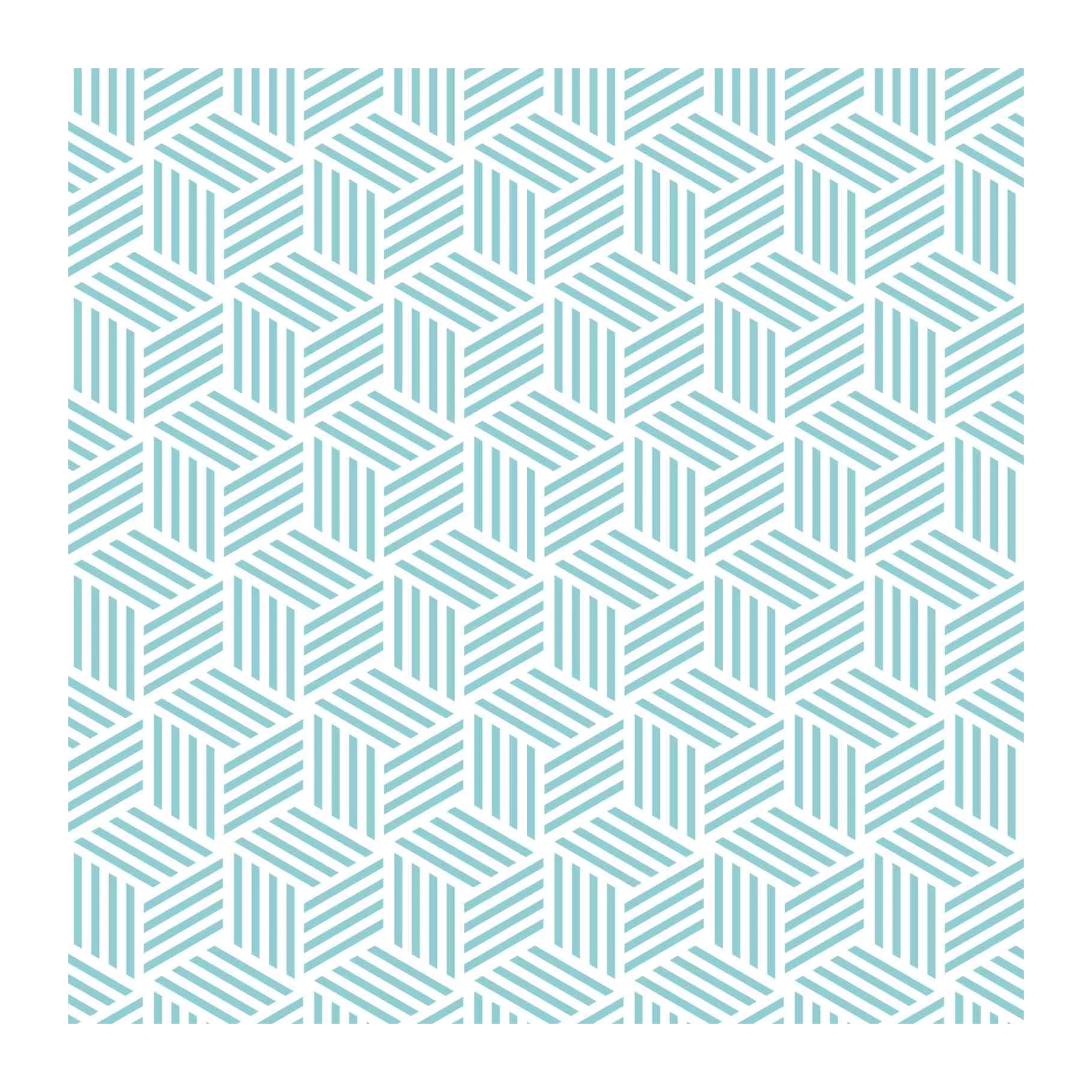 Modern Geometric Cube Teal & White Wall Art