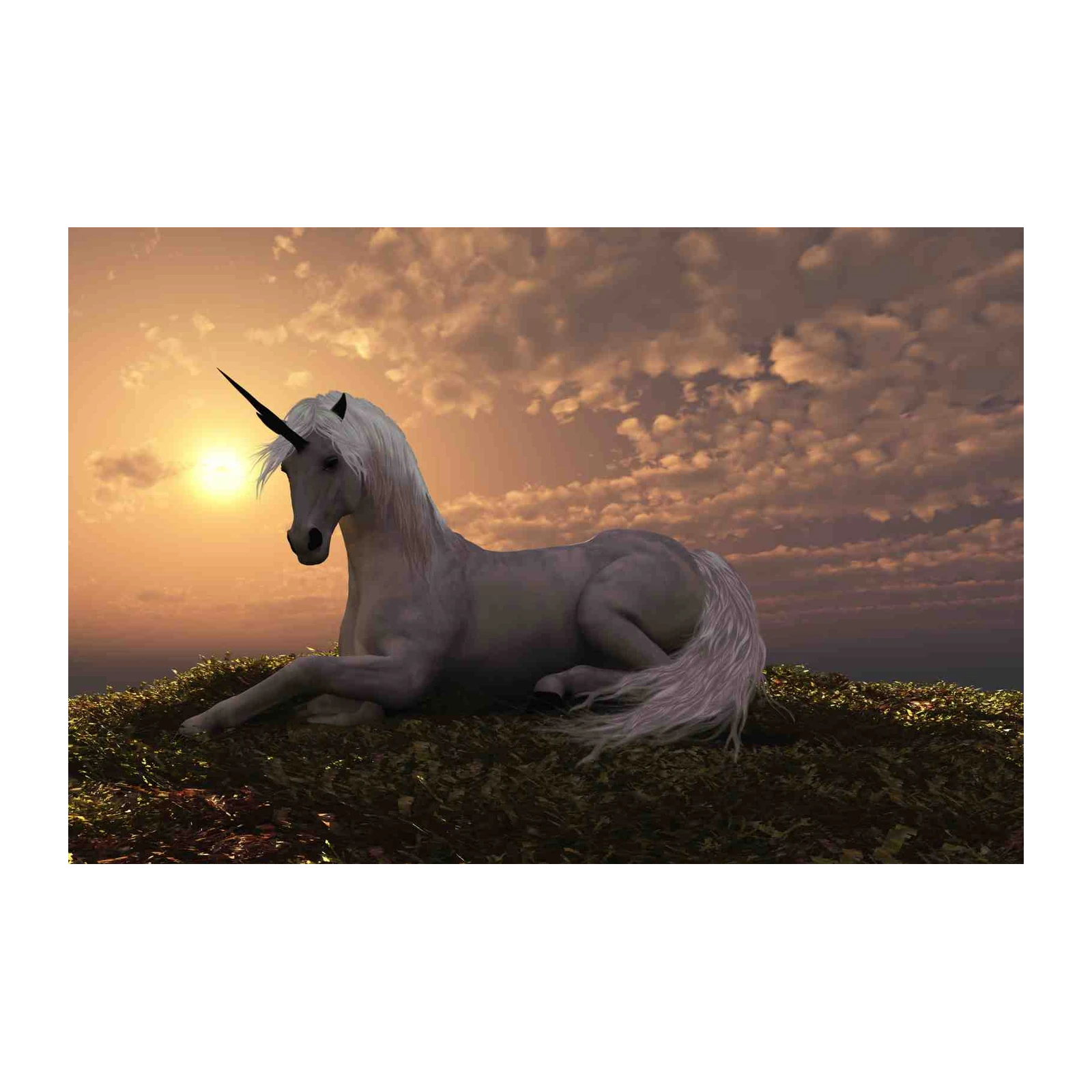 Majestic Unicorn Sunset Fantasy Wall Art