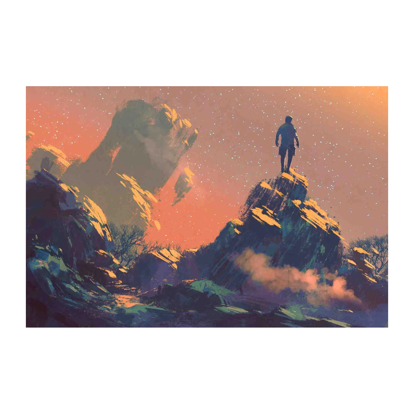 Lone Explorer Mountain Vista Wall Art