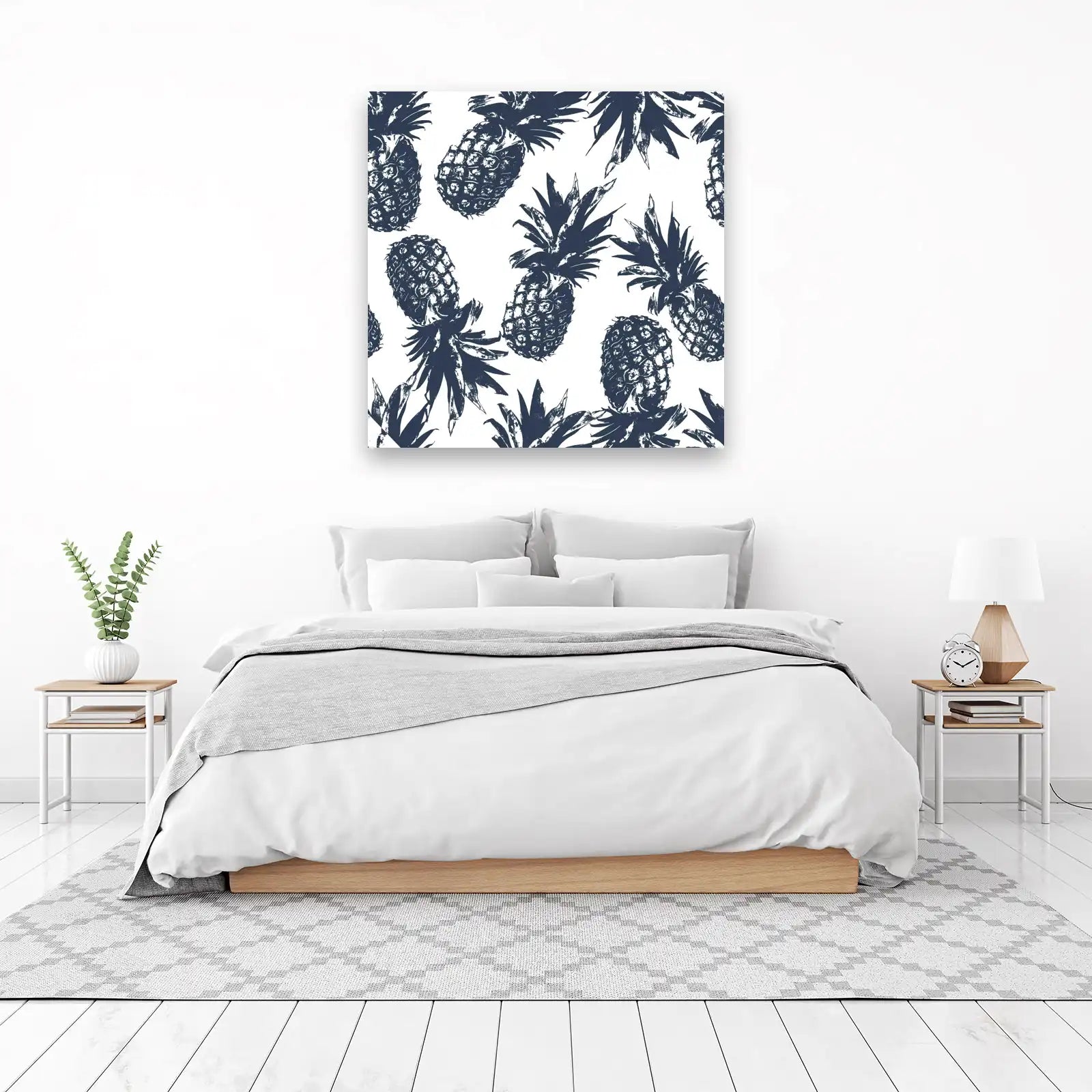 Chic Navy Pineapple Tropical Wall Art