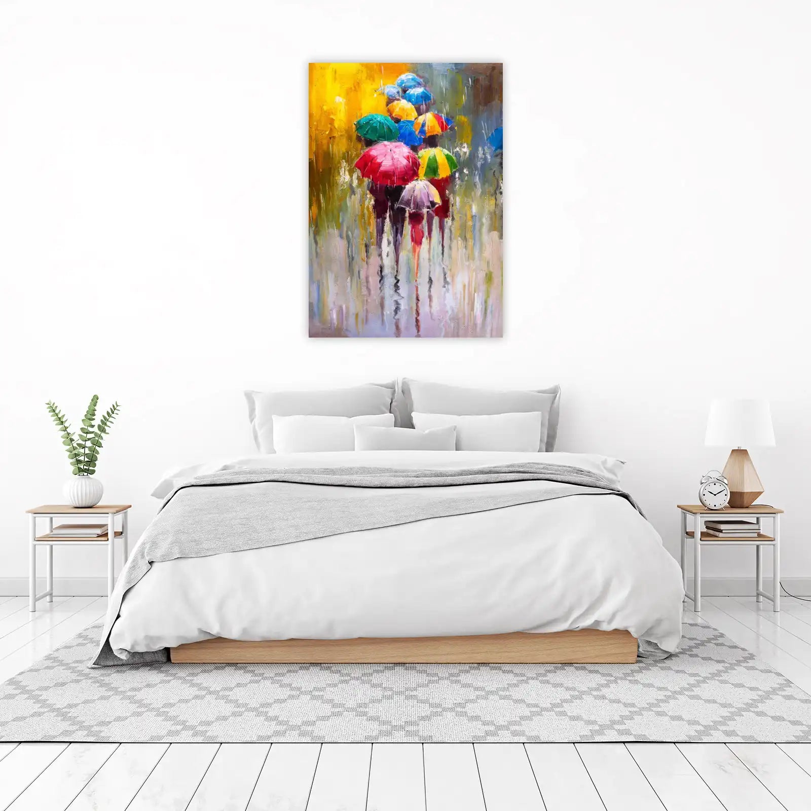 Impressionist Rain Scene Umbrellas Wall Art
