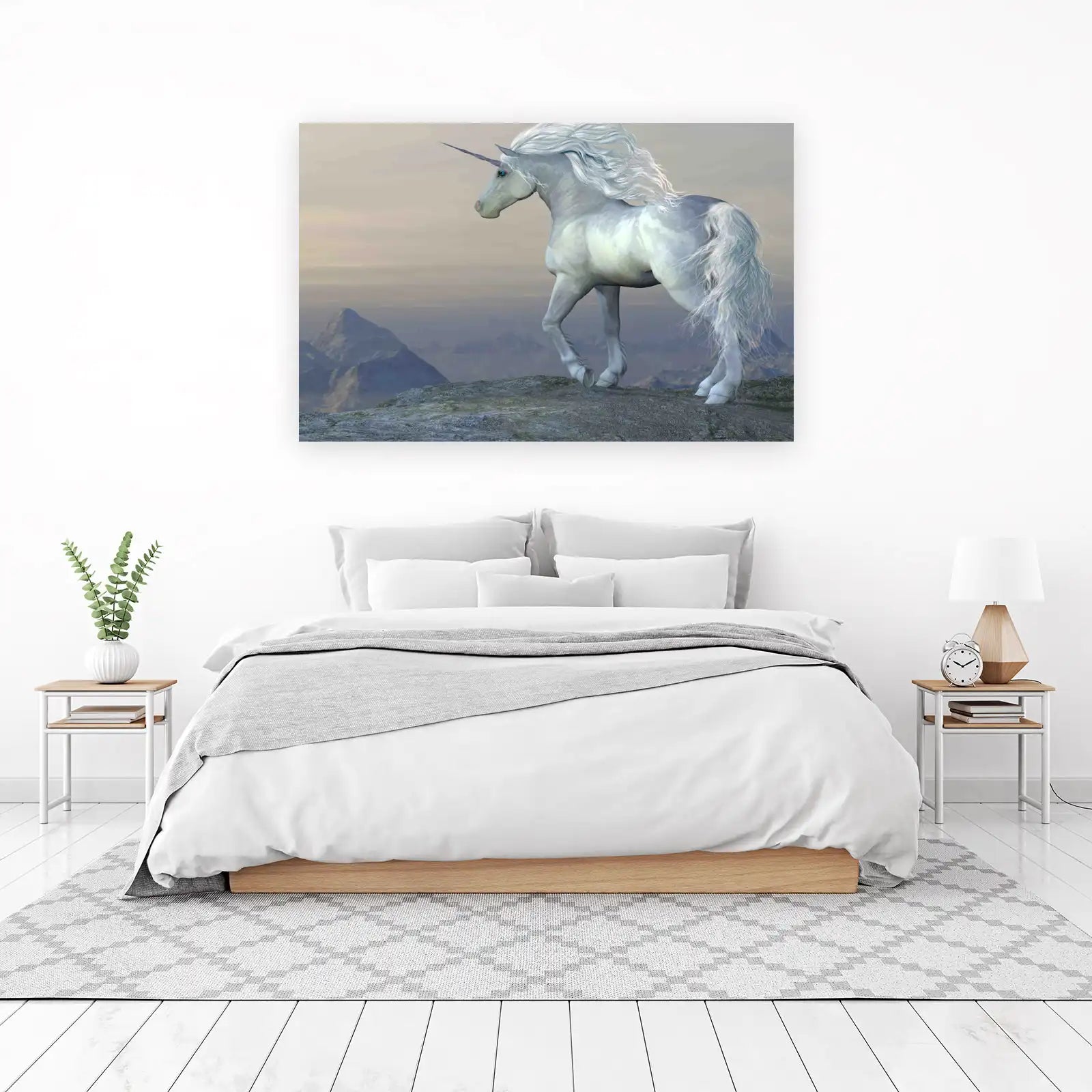 Majestic Unicorn Mountain Scene Wall Art