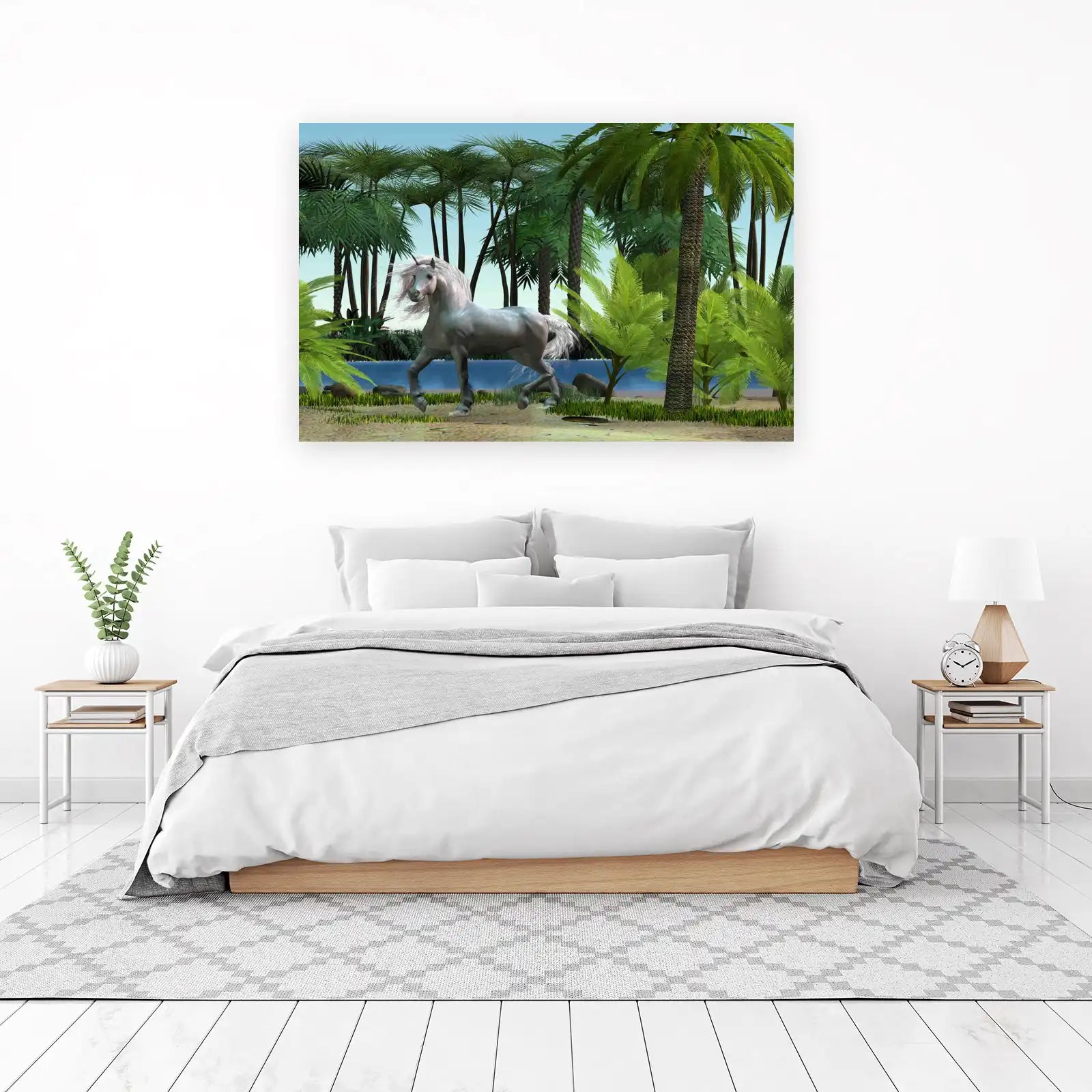 Majestic Unicorn Tropical Jungle Wall Art