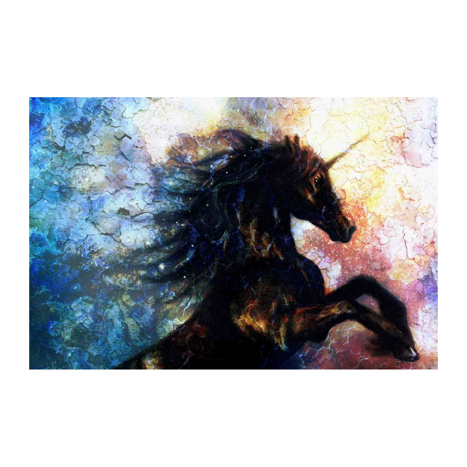 Mystic Black Unicorn Textured Wall Art