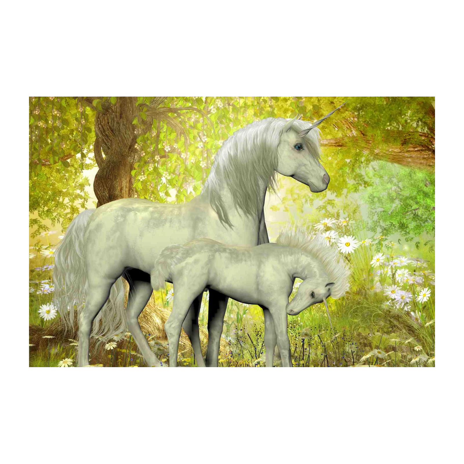 Enchanting Unicorn Family Meadow Wall Art