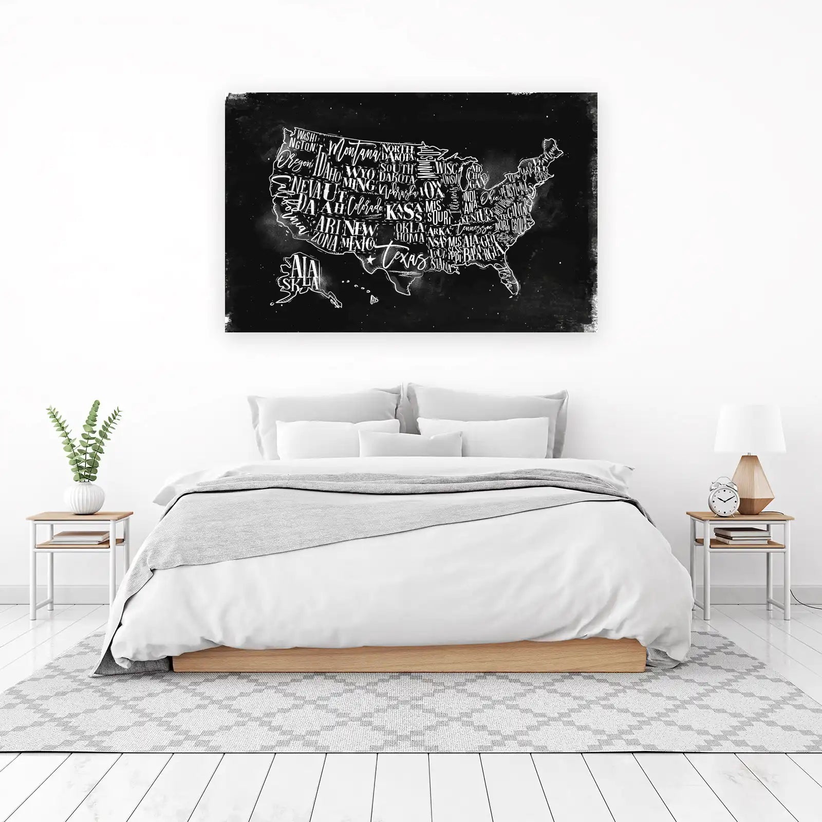 USA State Typography Map Wall Art Wall Art