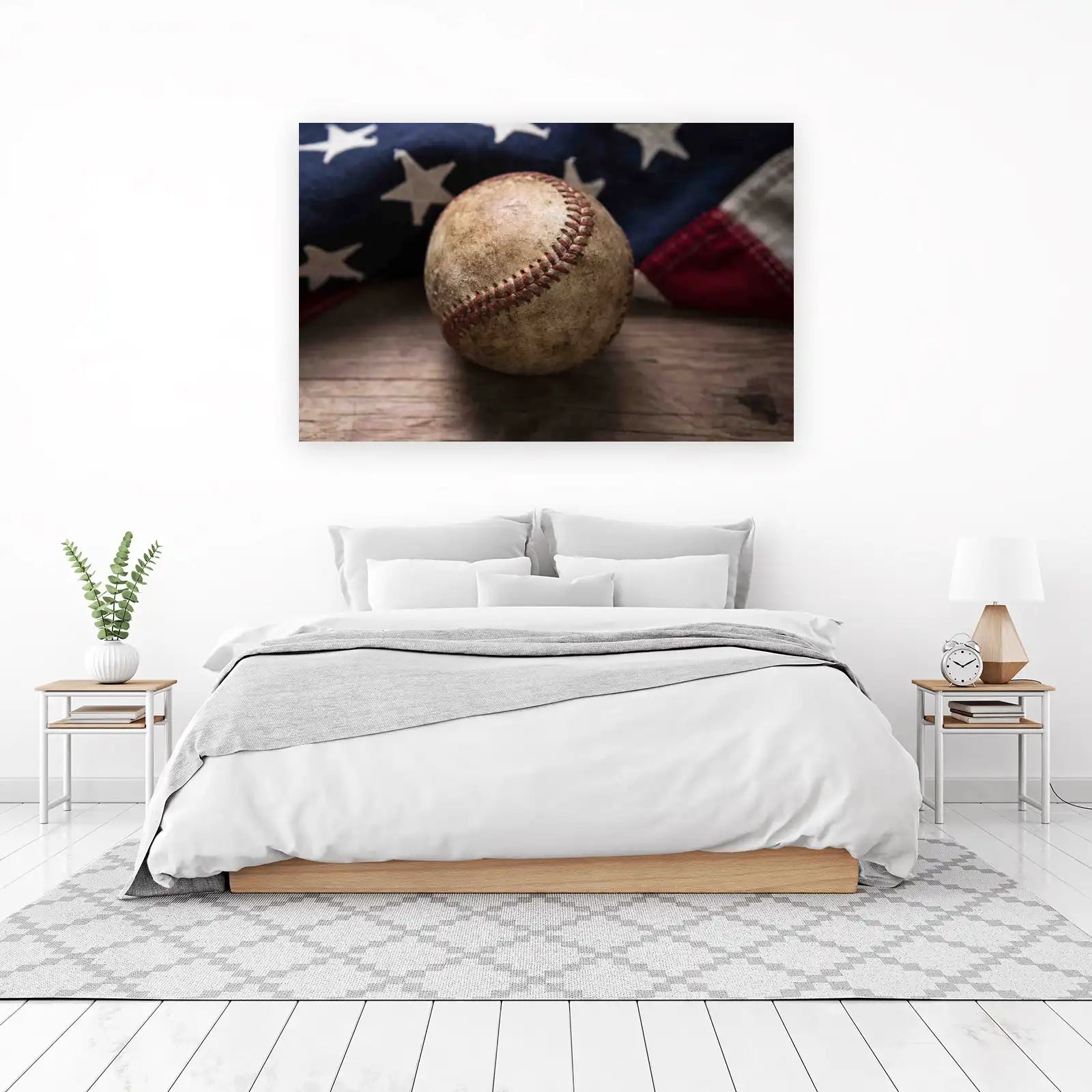 Vintage Baseball & USA Flag Wall Art