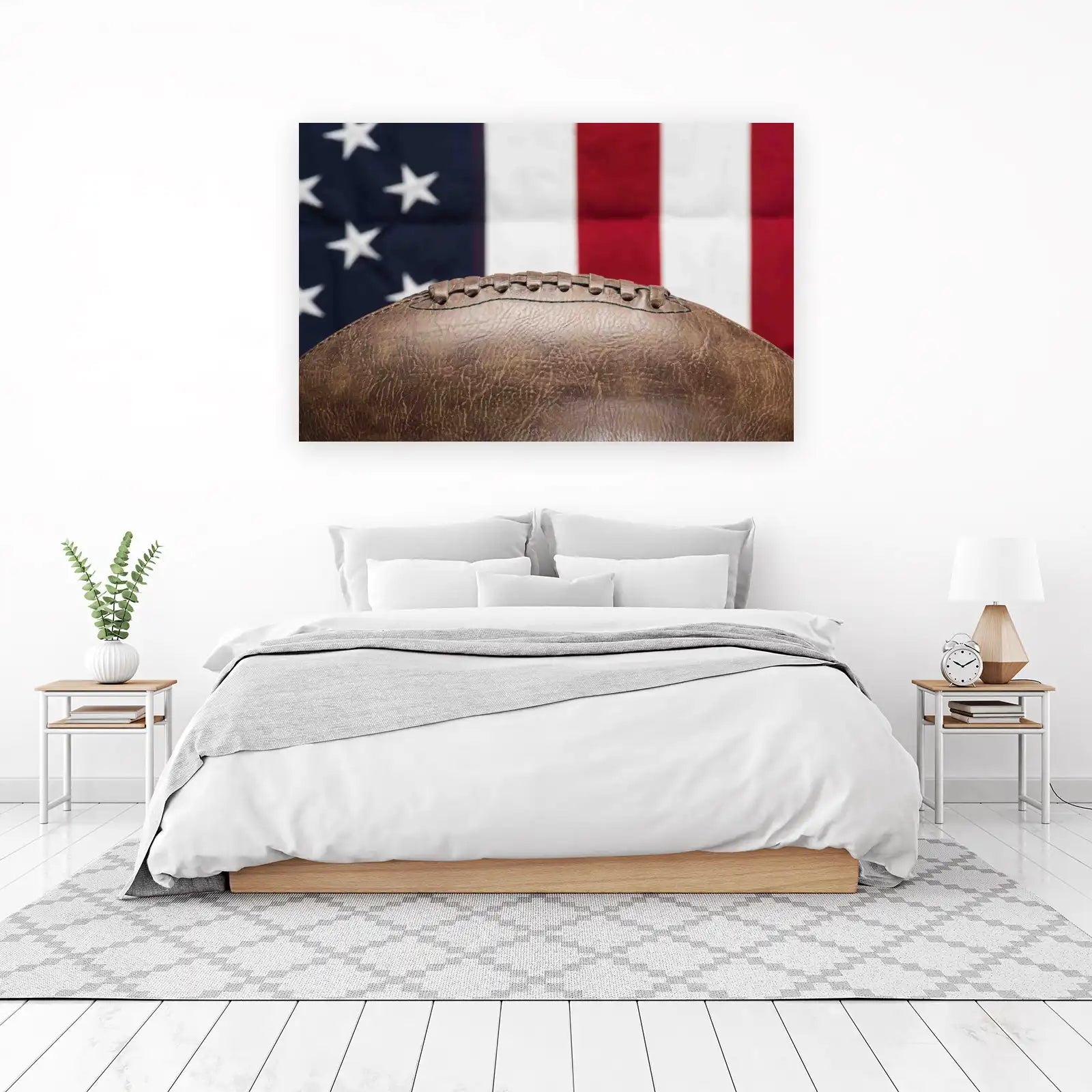 Vintage Football & USA Flag Wall Art