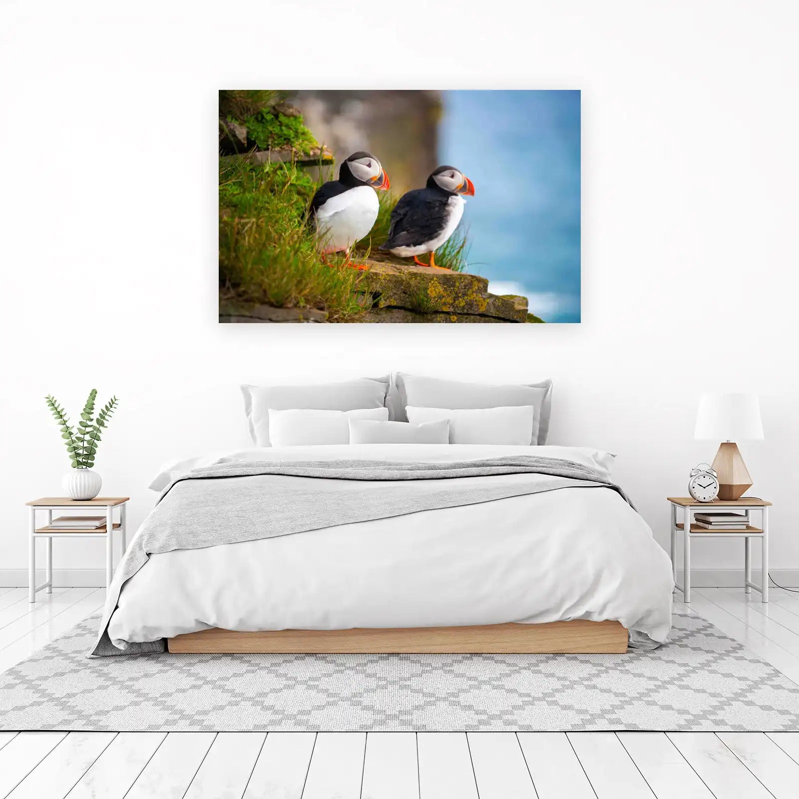 Charming Puffins on Cliffside Wall Art