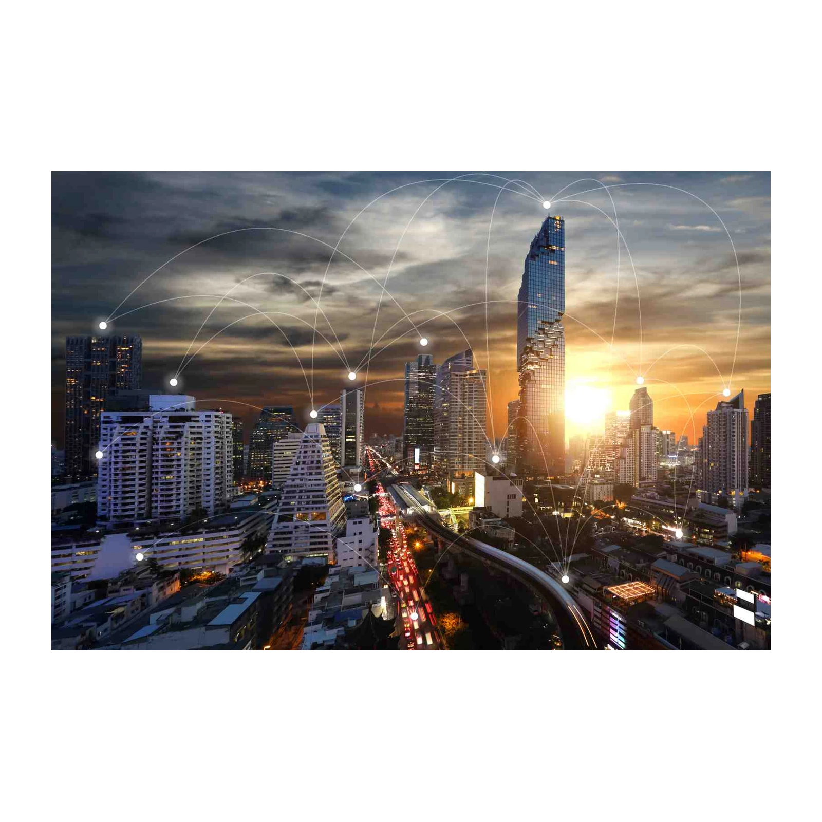 Global Connectivity Cityscape Modern Art Wall Art