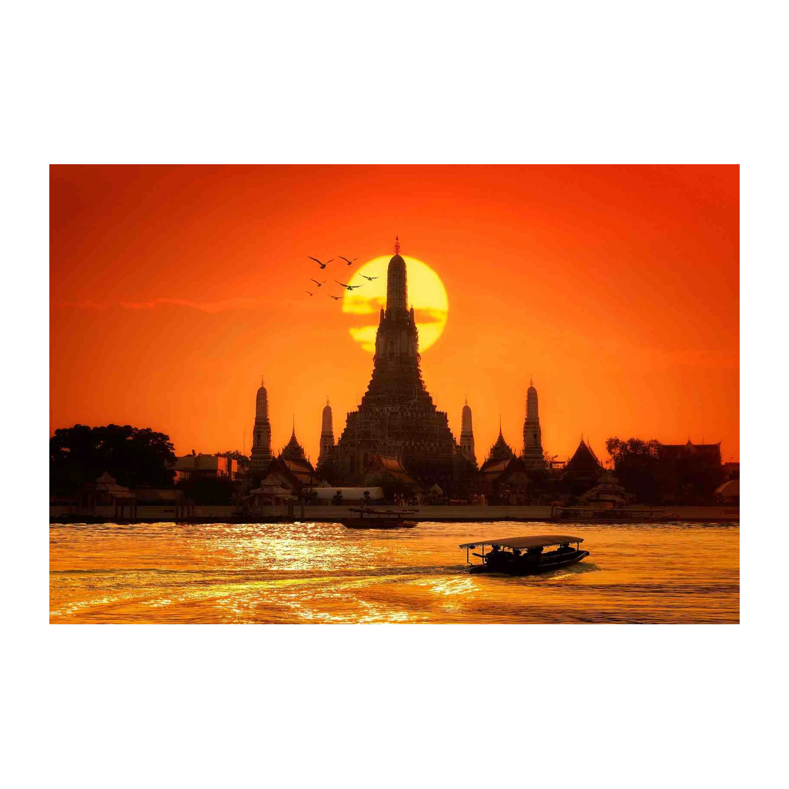 Bangkok Temple Sunset Wall Art