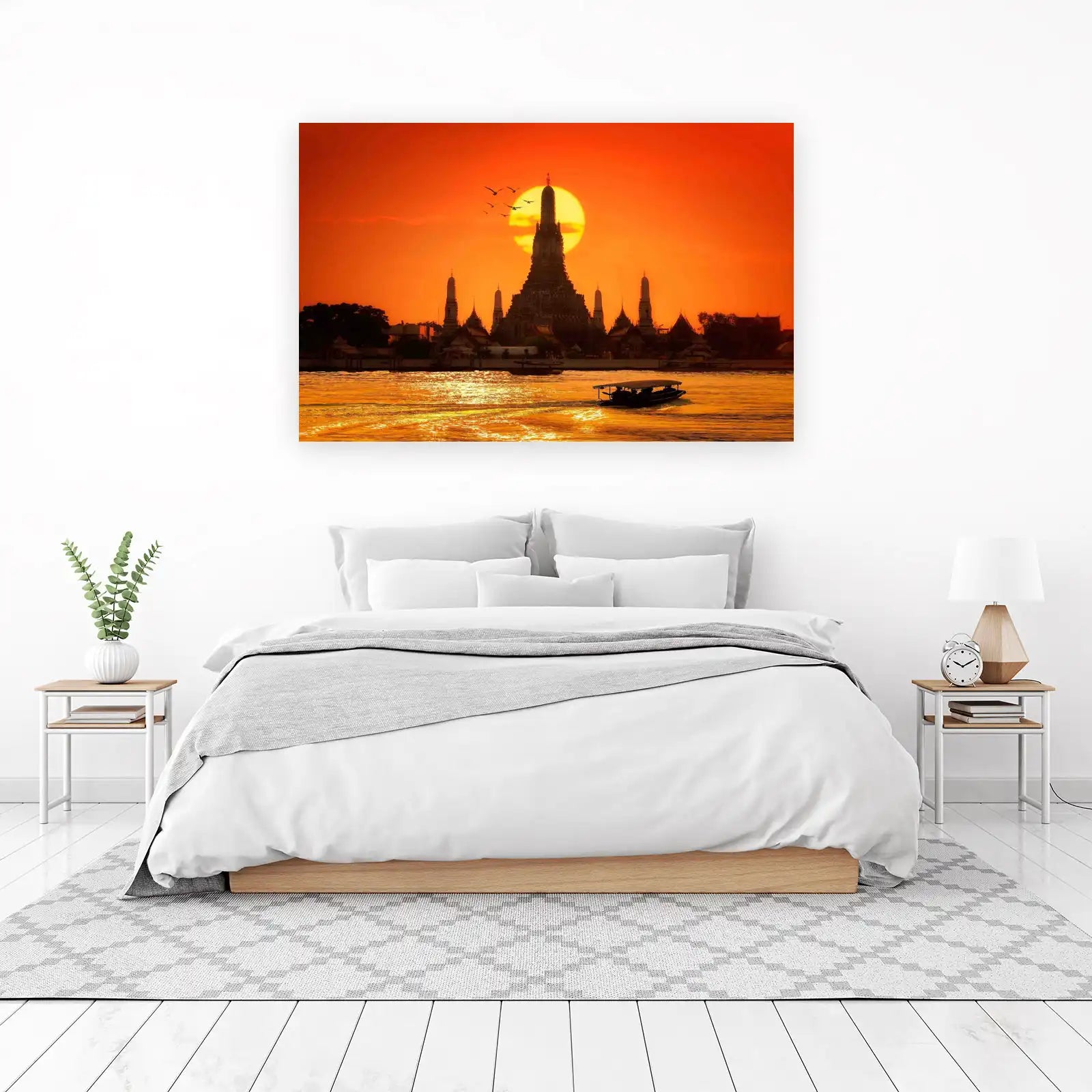 Bangkok Temple Sunset Wall Art