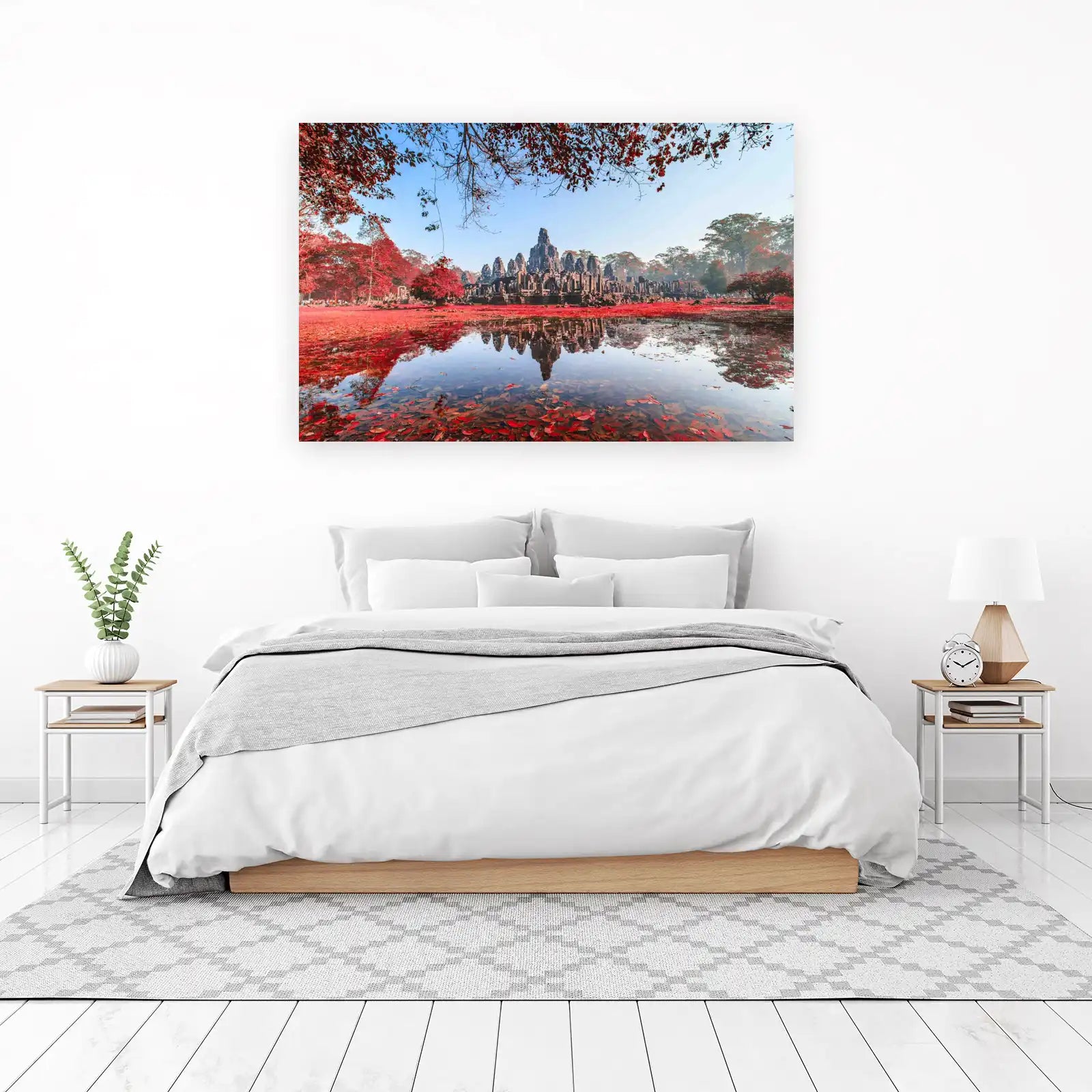 Angkor Wat Red Autumn Reflection Wall Art